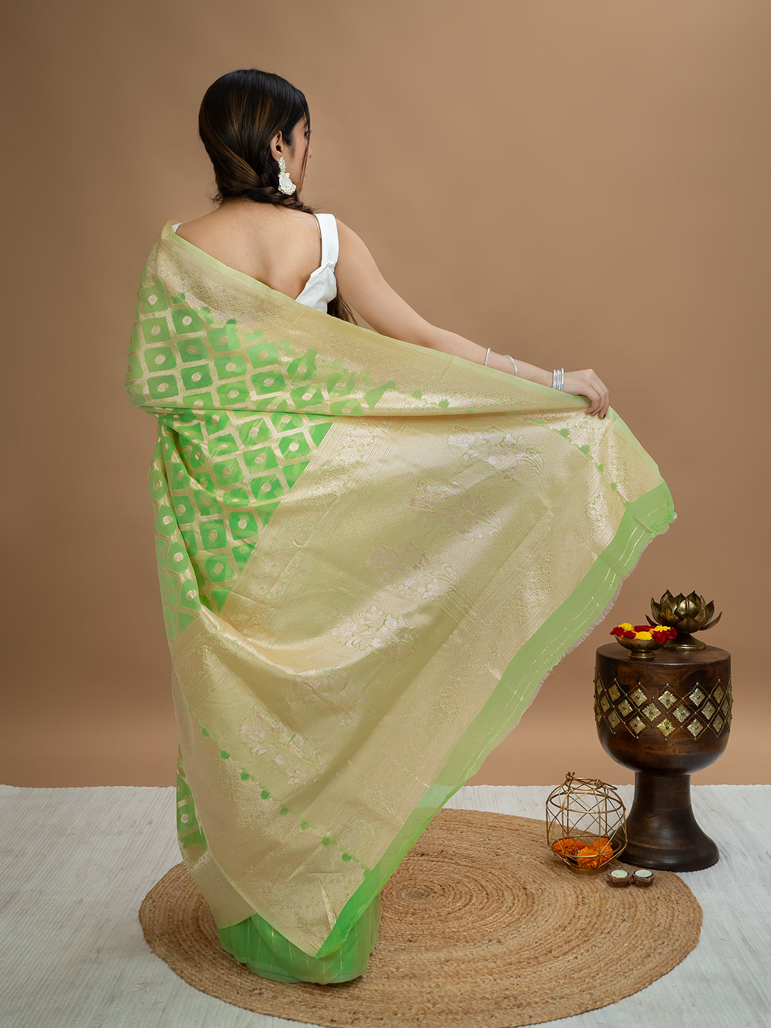 Floral Cotton Linen Saree