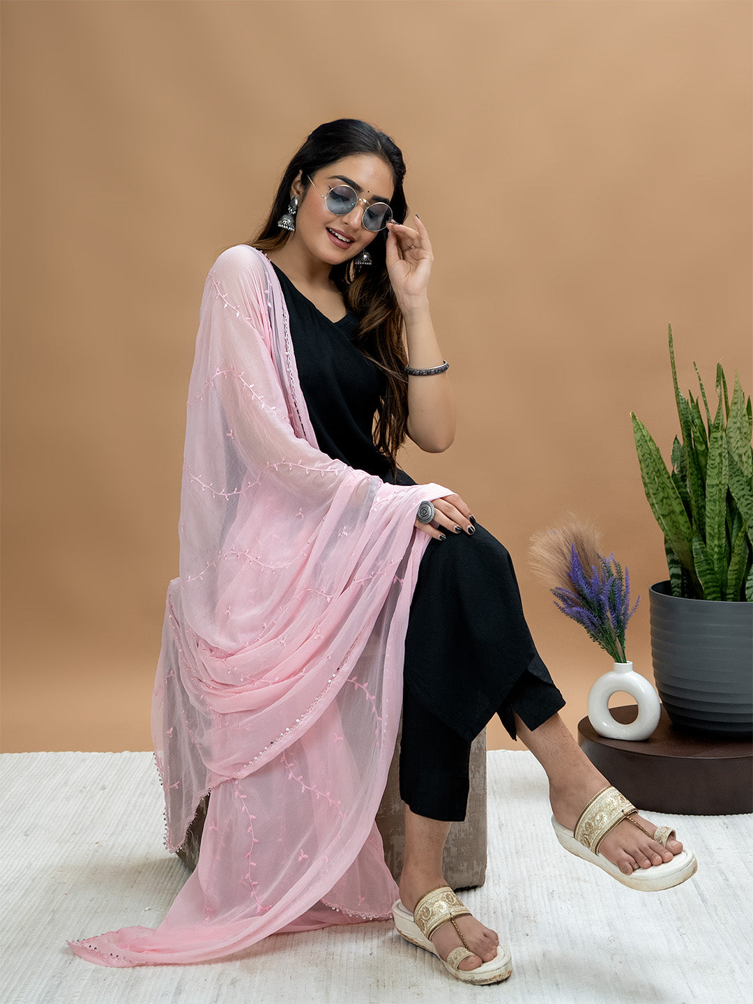 Embroidered Chiffon Dupatta