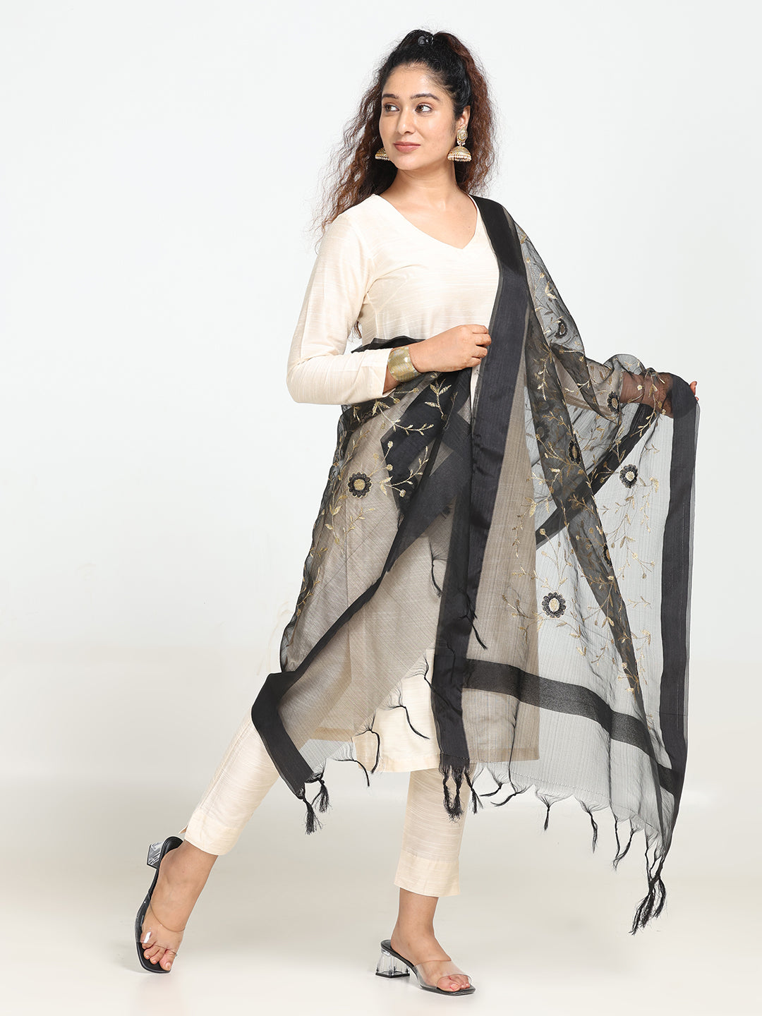 Embroidered Chanderi Dupatta