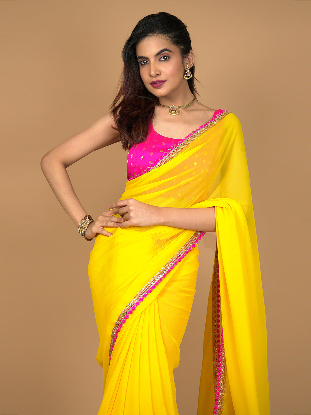 Solid Georgette Saree
