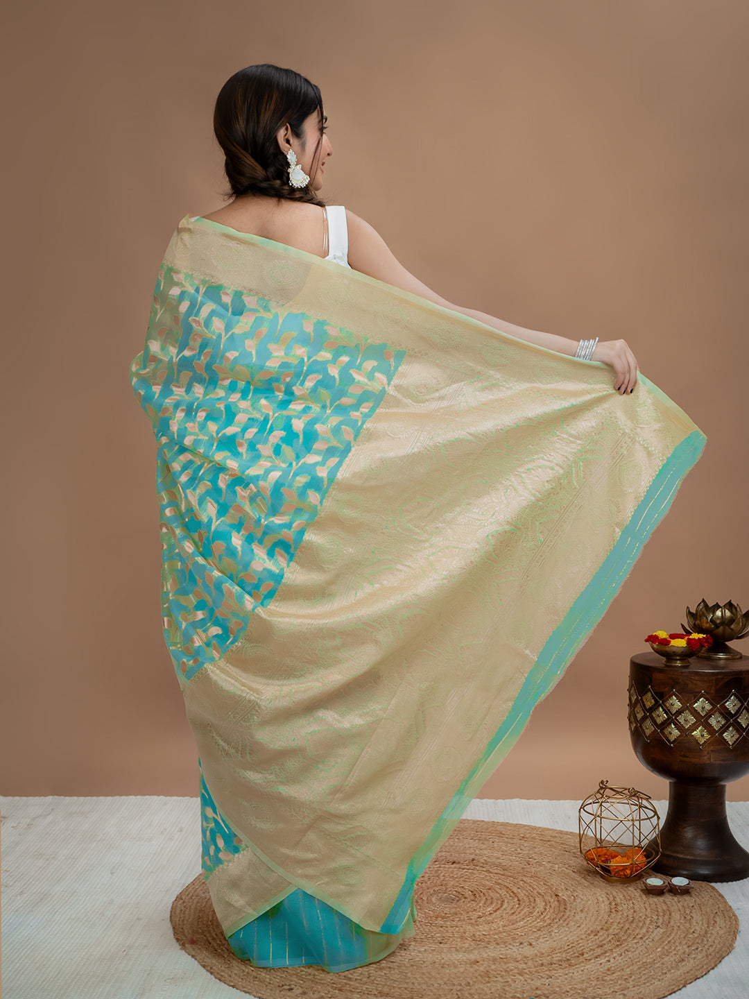 Floral Cotton Linen Saree