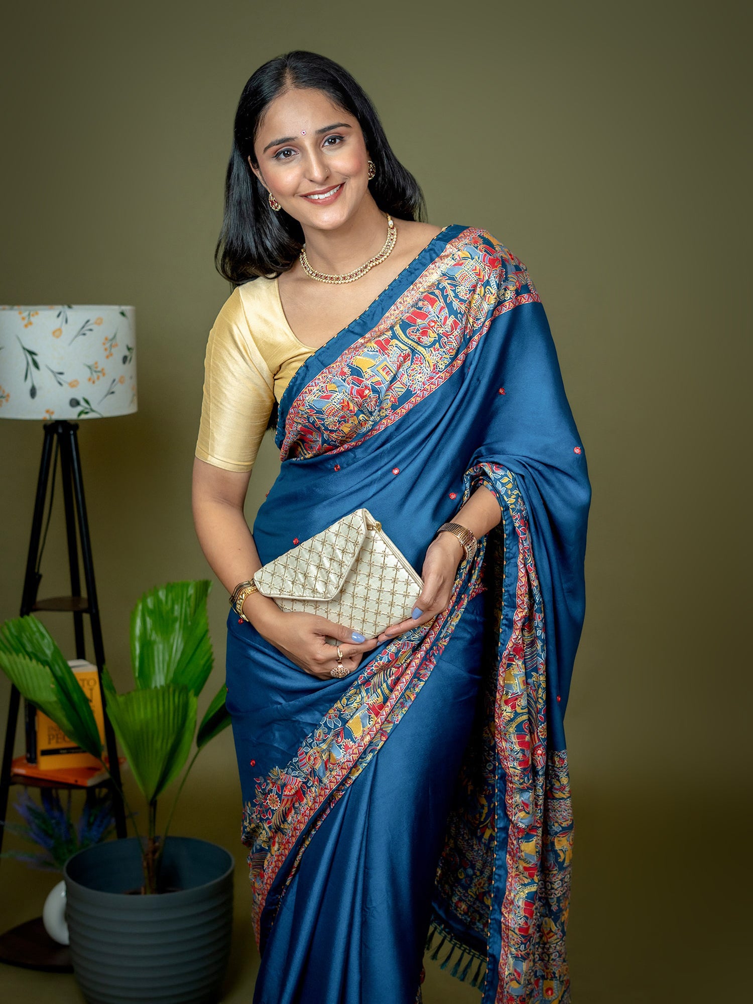 Teal Kutch Print Saree