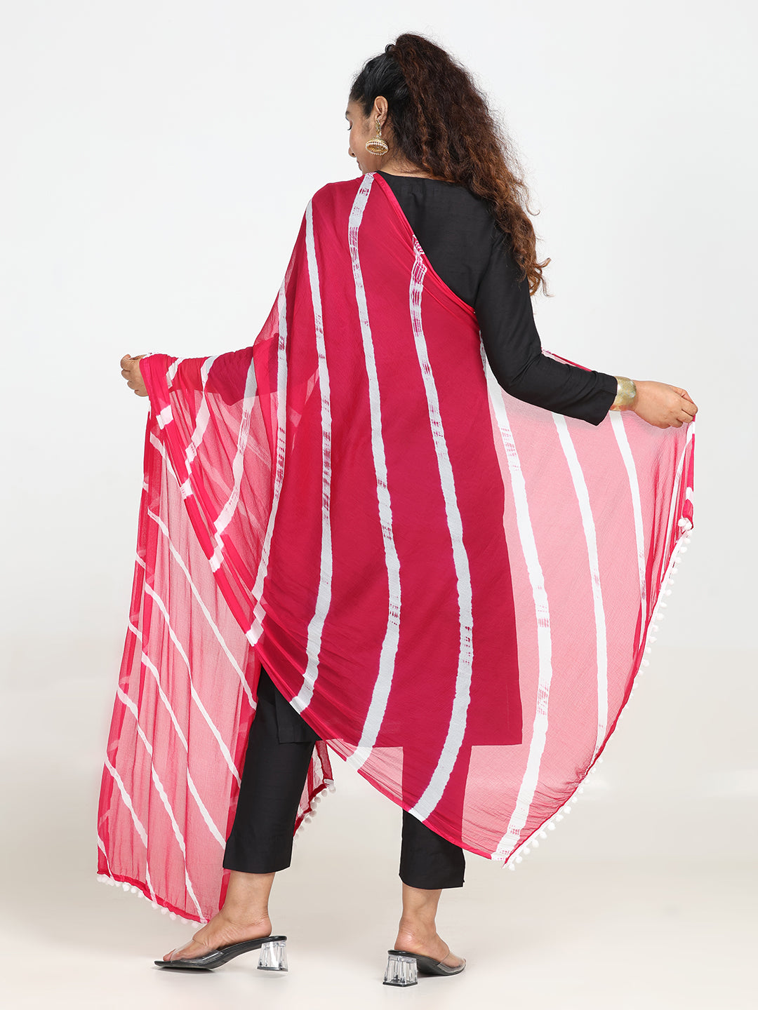Striped Bandhini Chiffon Dupatta