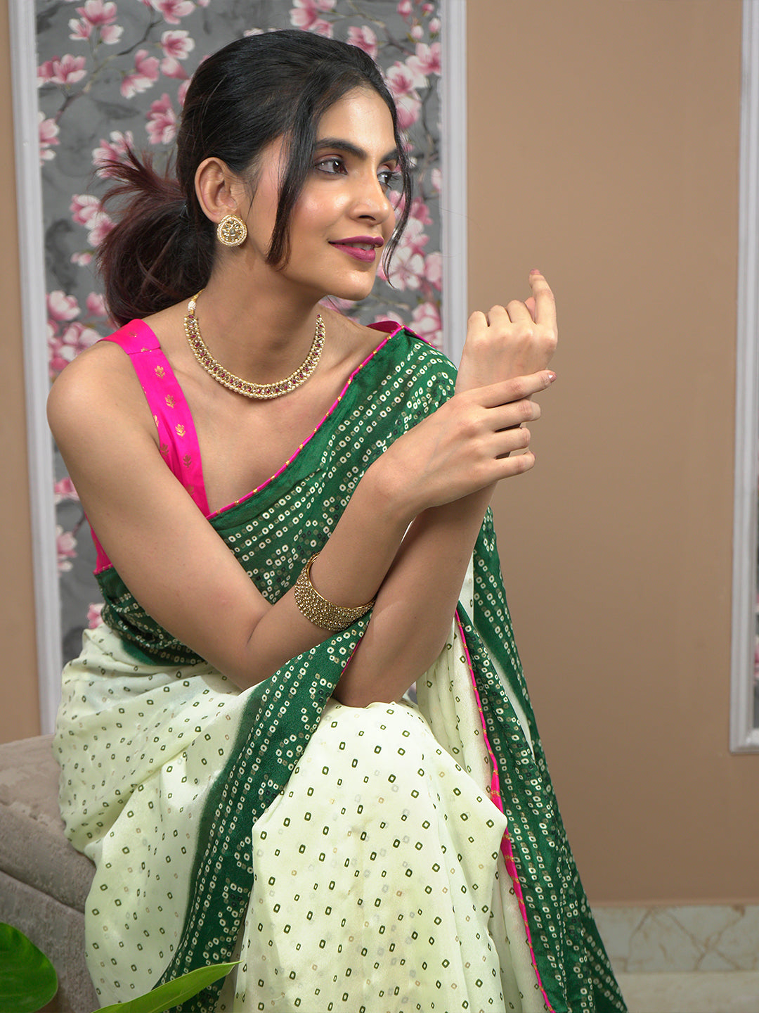 Bandhini Tie & Dye Crepe Saree