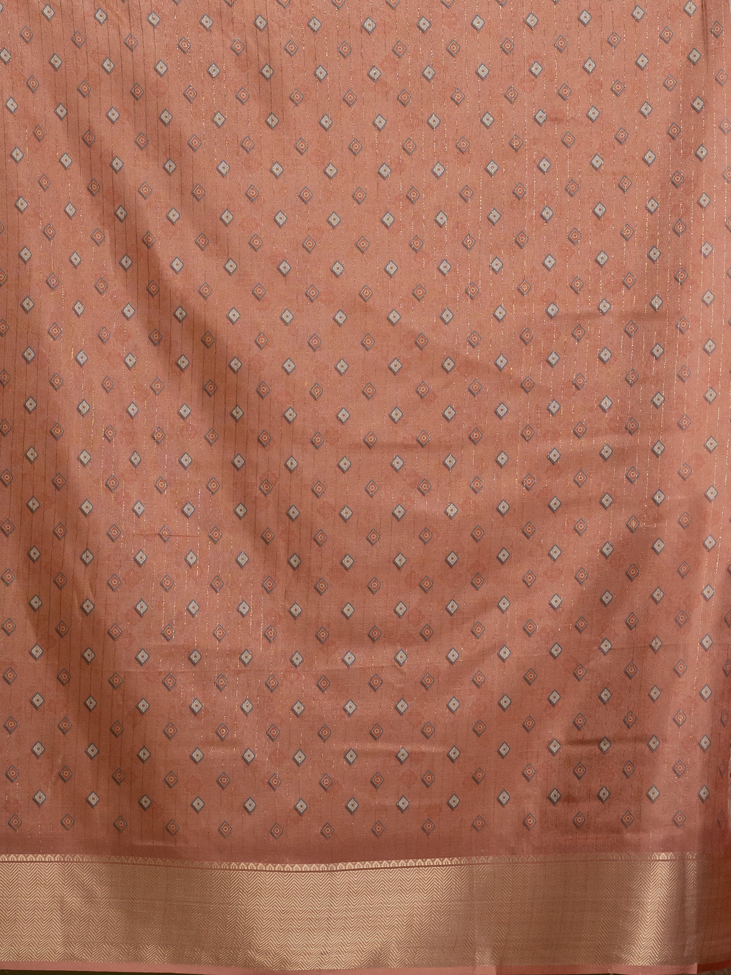 Peach Ajrakh Digital Print Saree