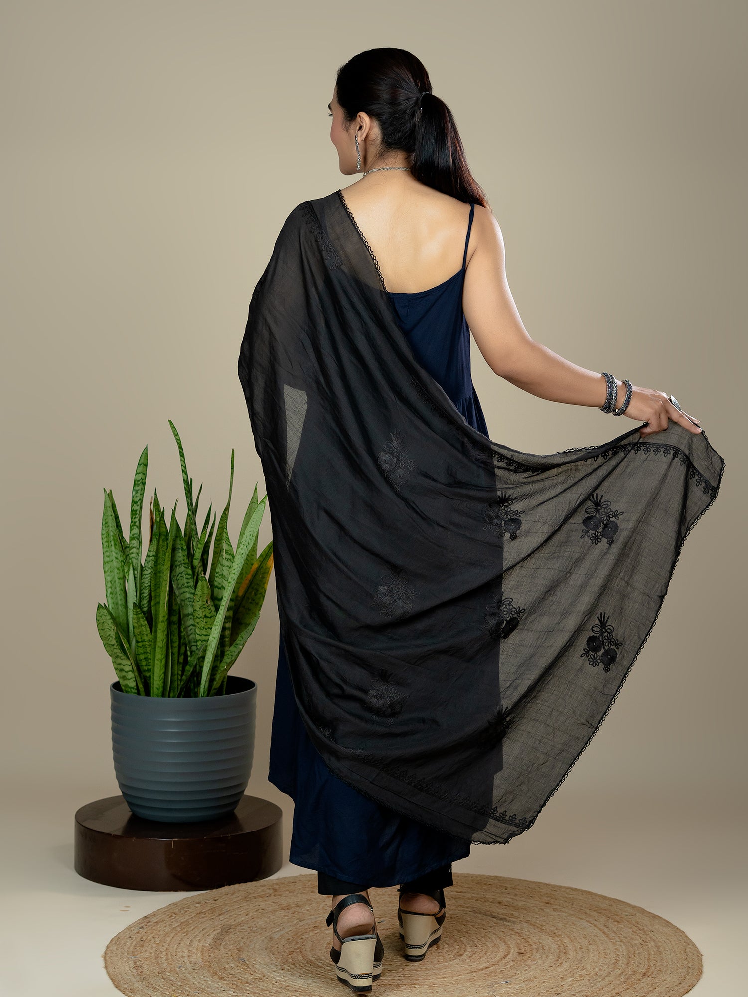 Embroidered Chanderi Dupatta