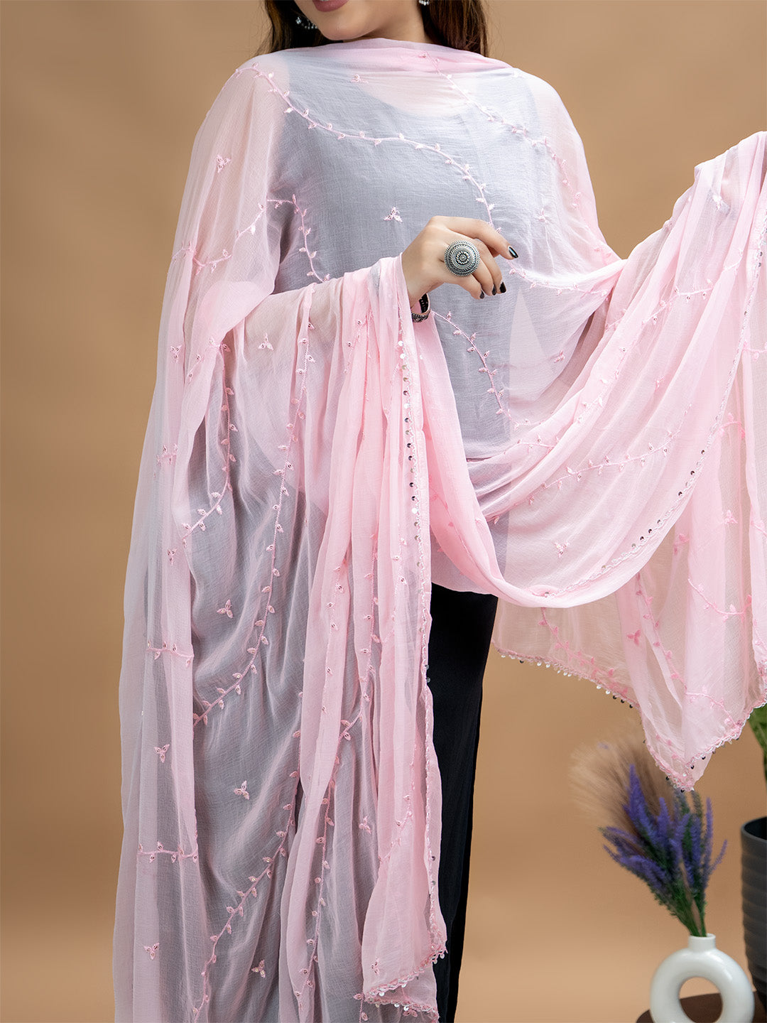 Embroidered Chiffon Dupatta