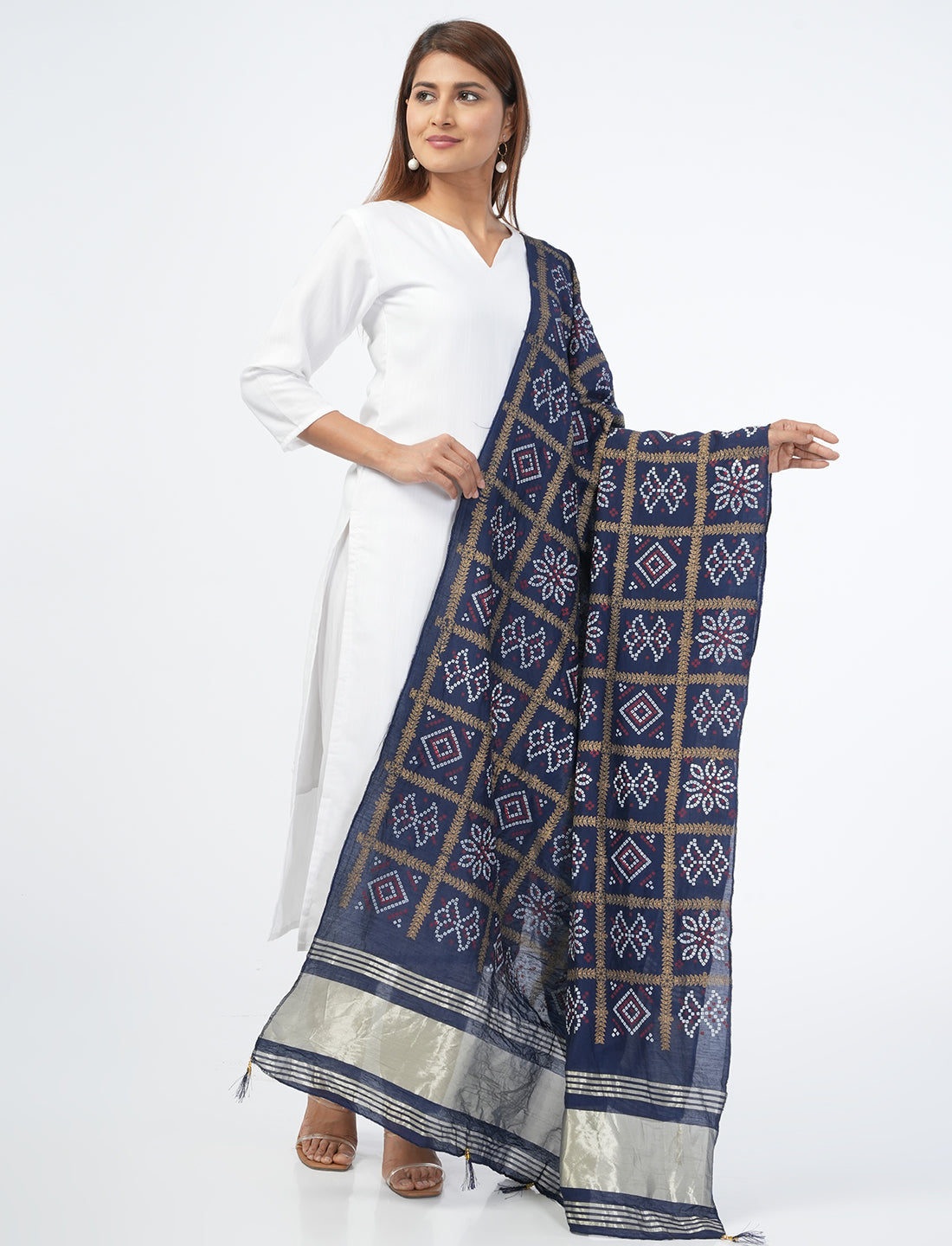 Ghatchola Checks Gaji Silk Dupatta