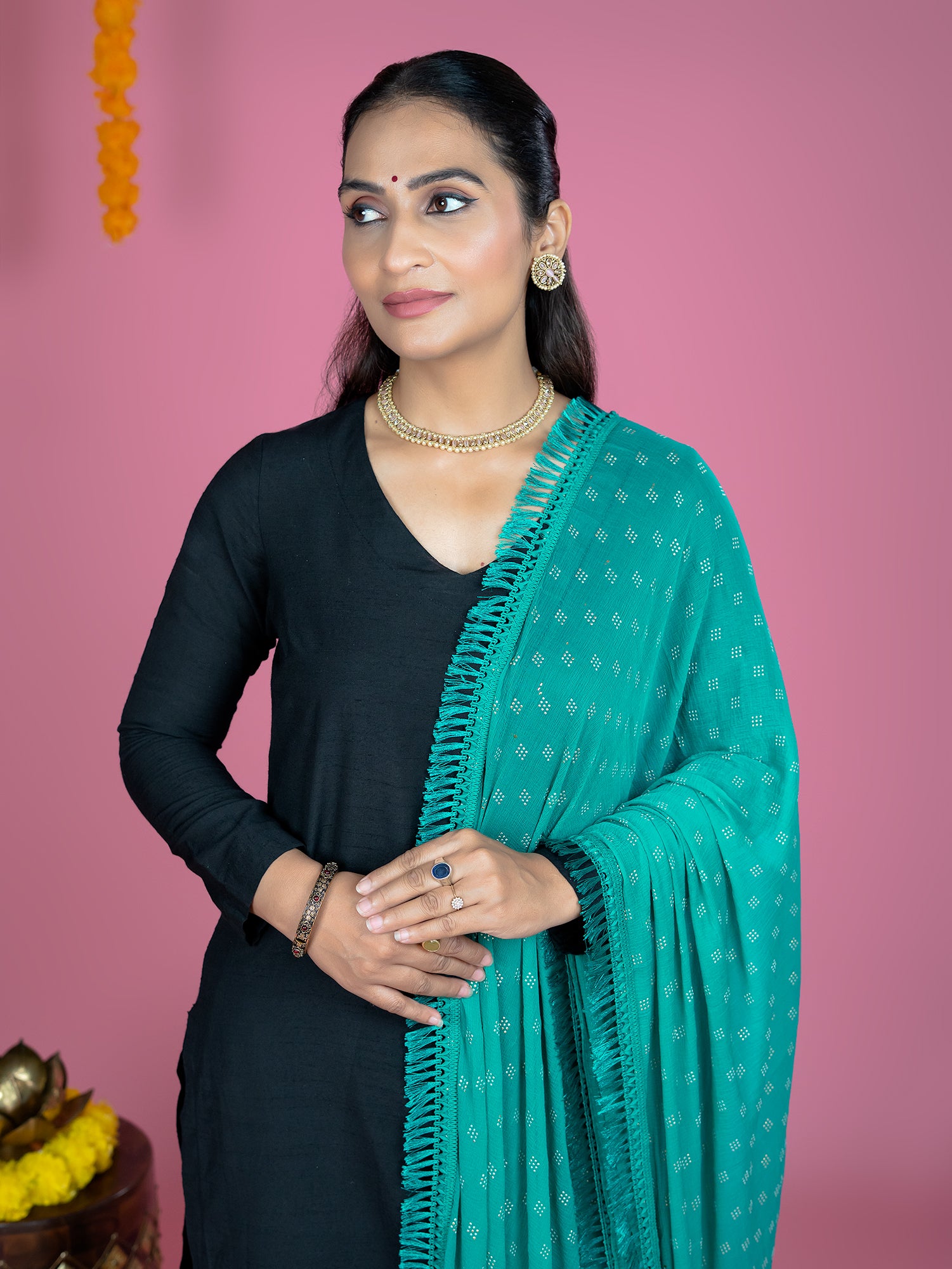 Geometric Chiffon Dew Drops Dupatta