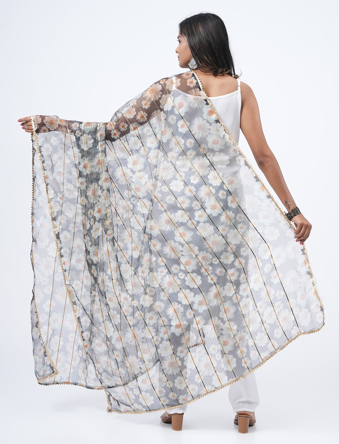 Floral Organza Dupatta