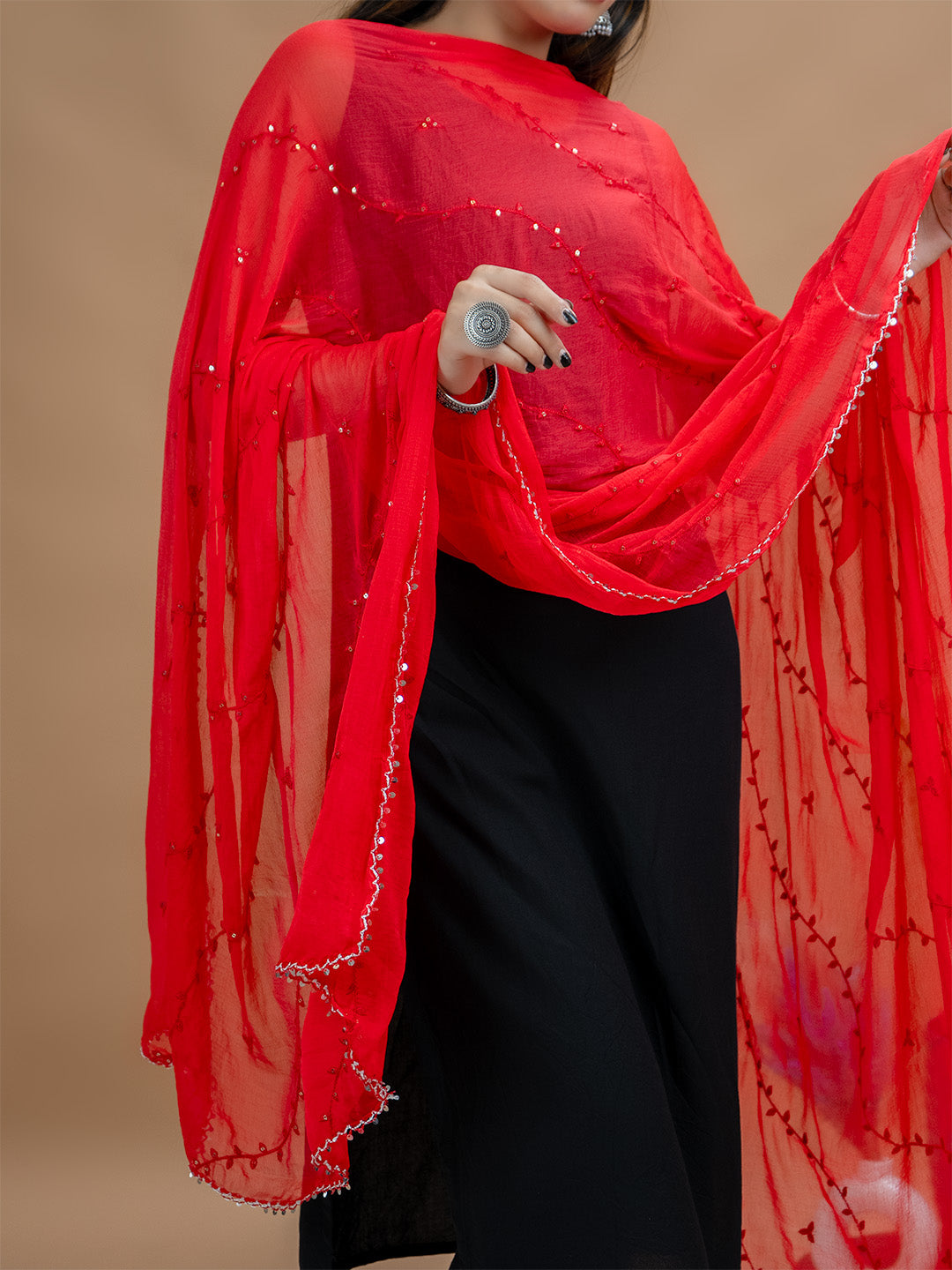 Embroidered Chiffon Dupatta