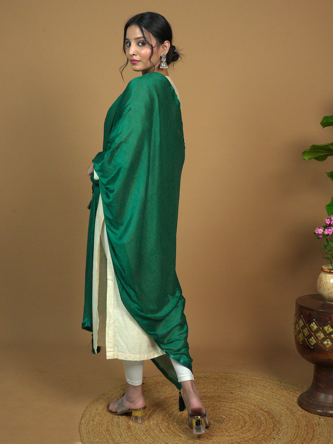 Solid Satin Crepe Dupatta