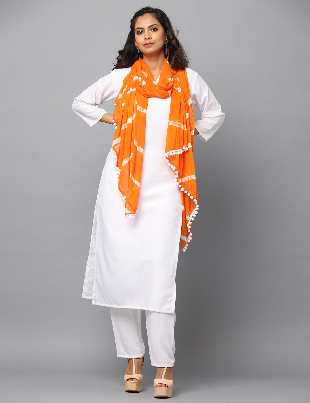 Striped Bandhini Chiffon Dupatta
