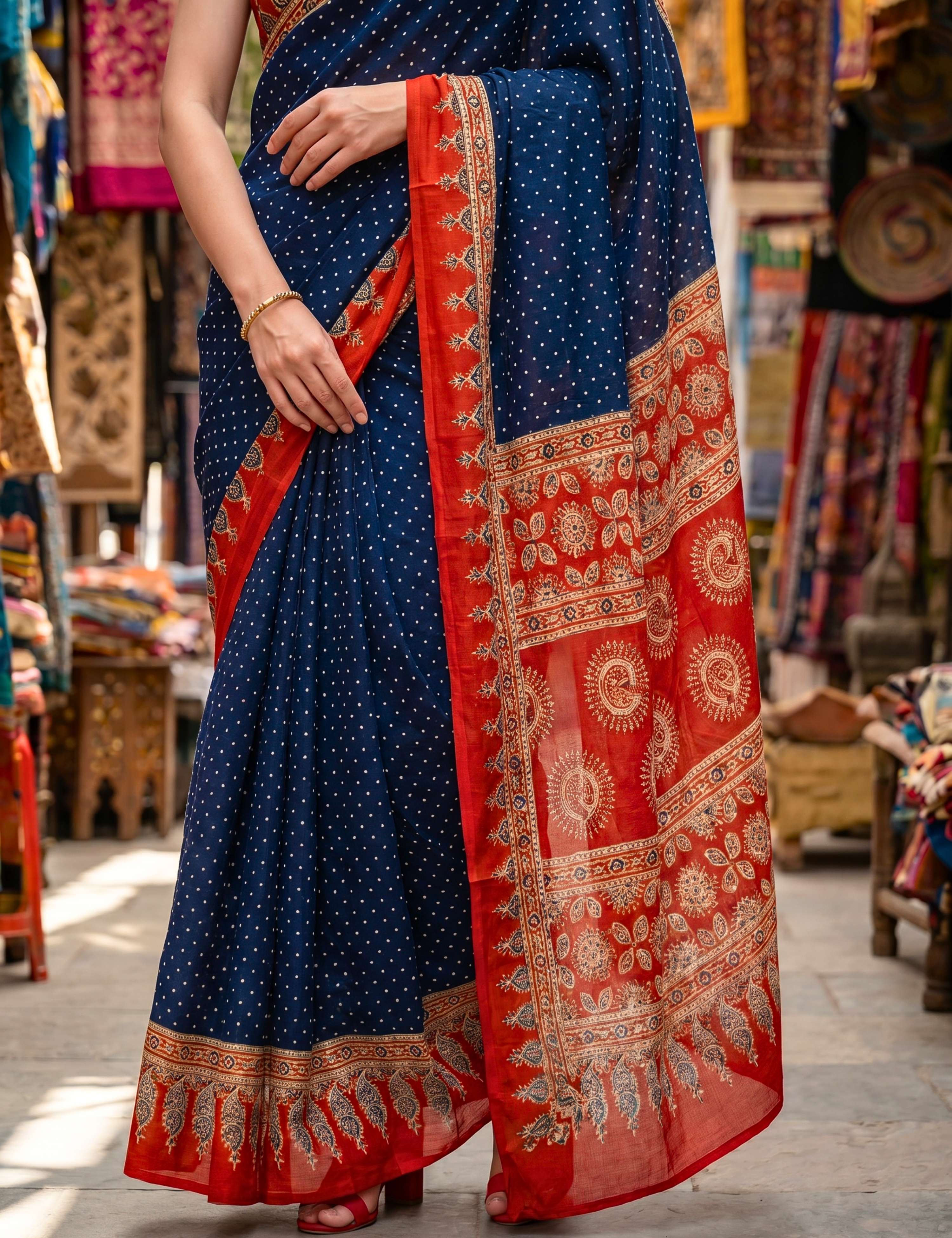 Ajrakh Crepe Saree