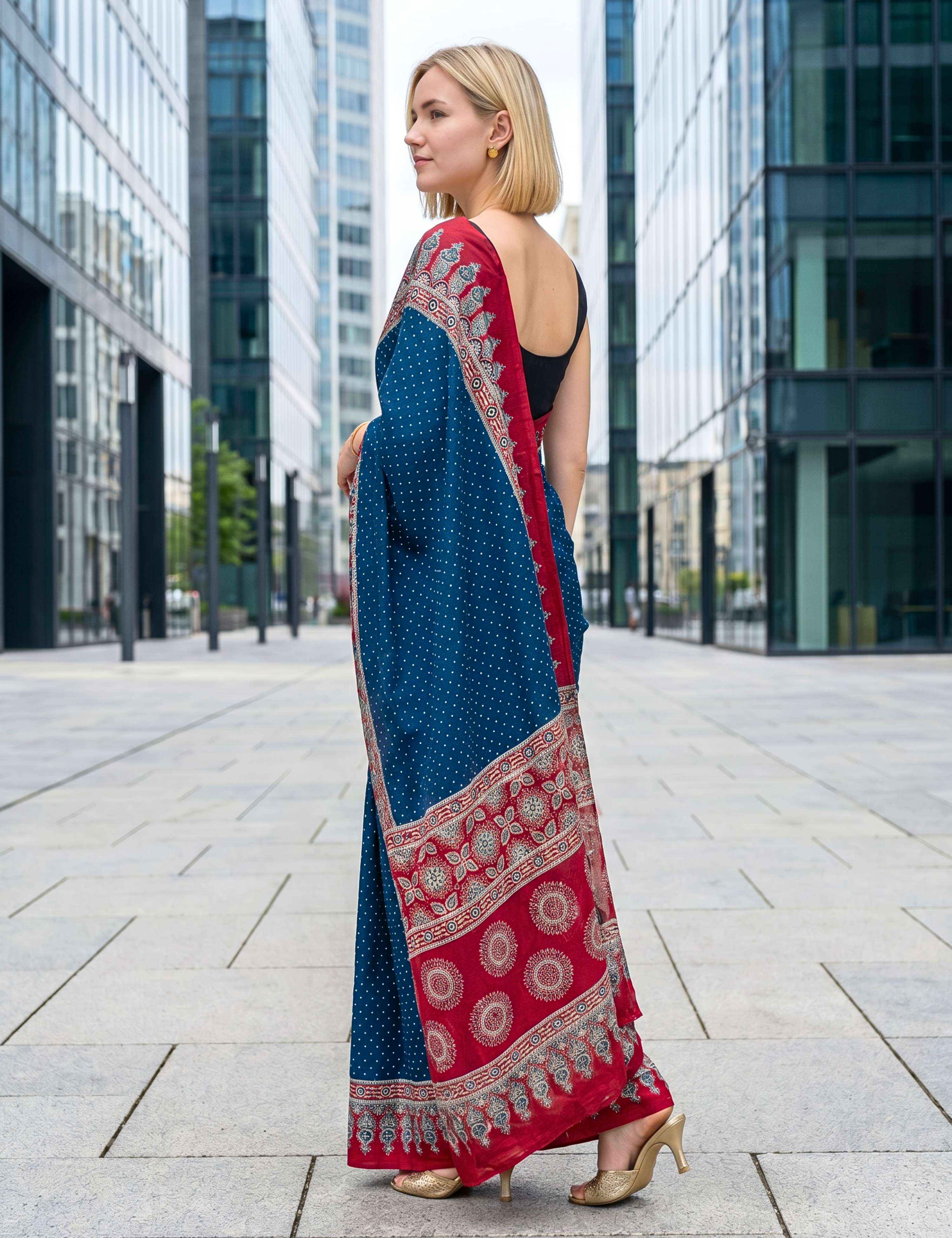 Ajrakh Crepe Saree