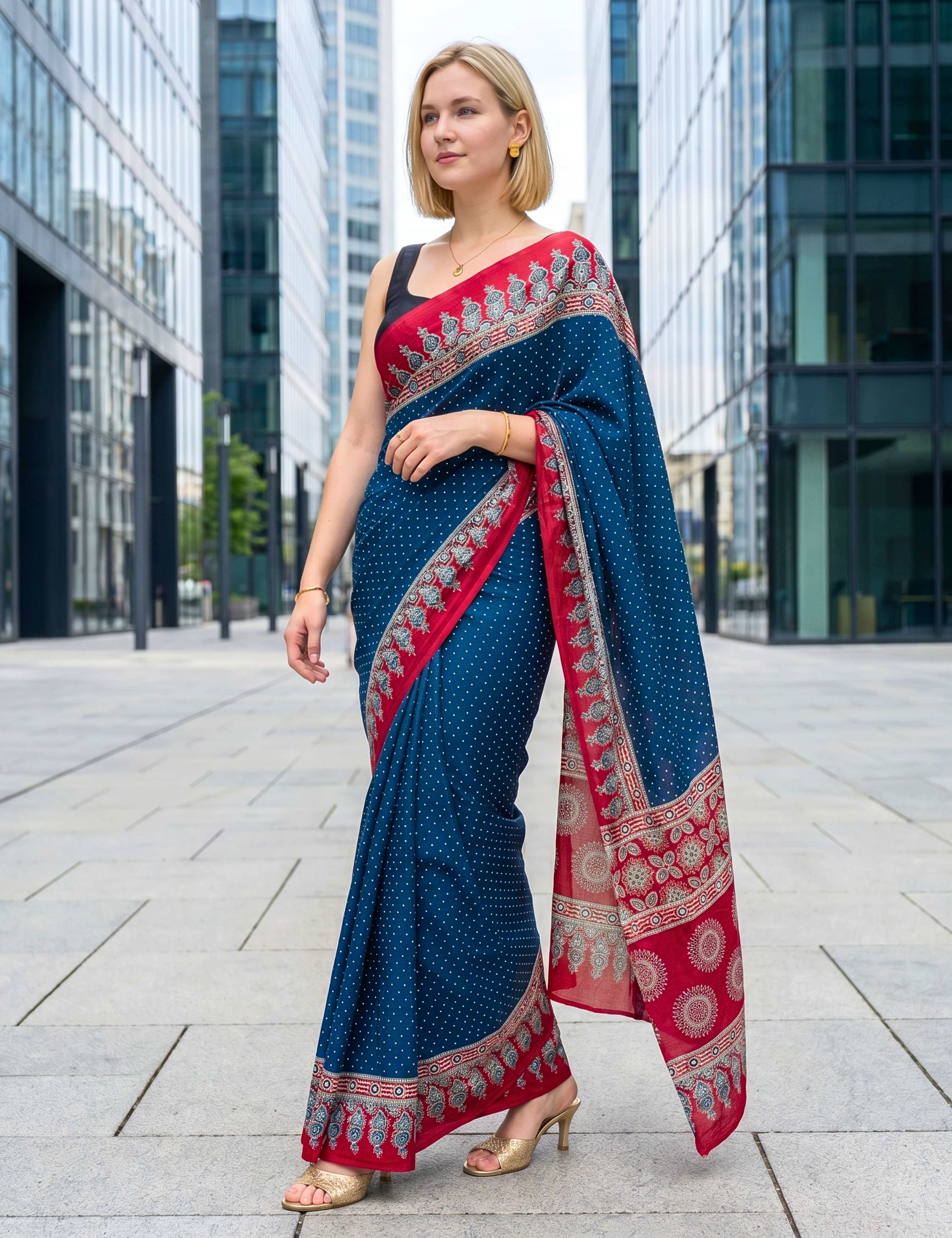 Ajrakh Crepe Saree