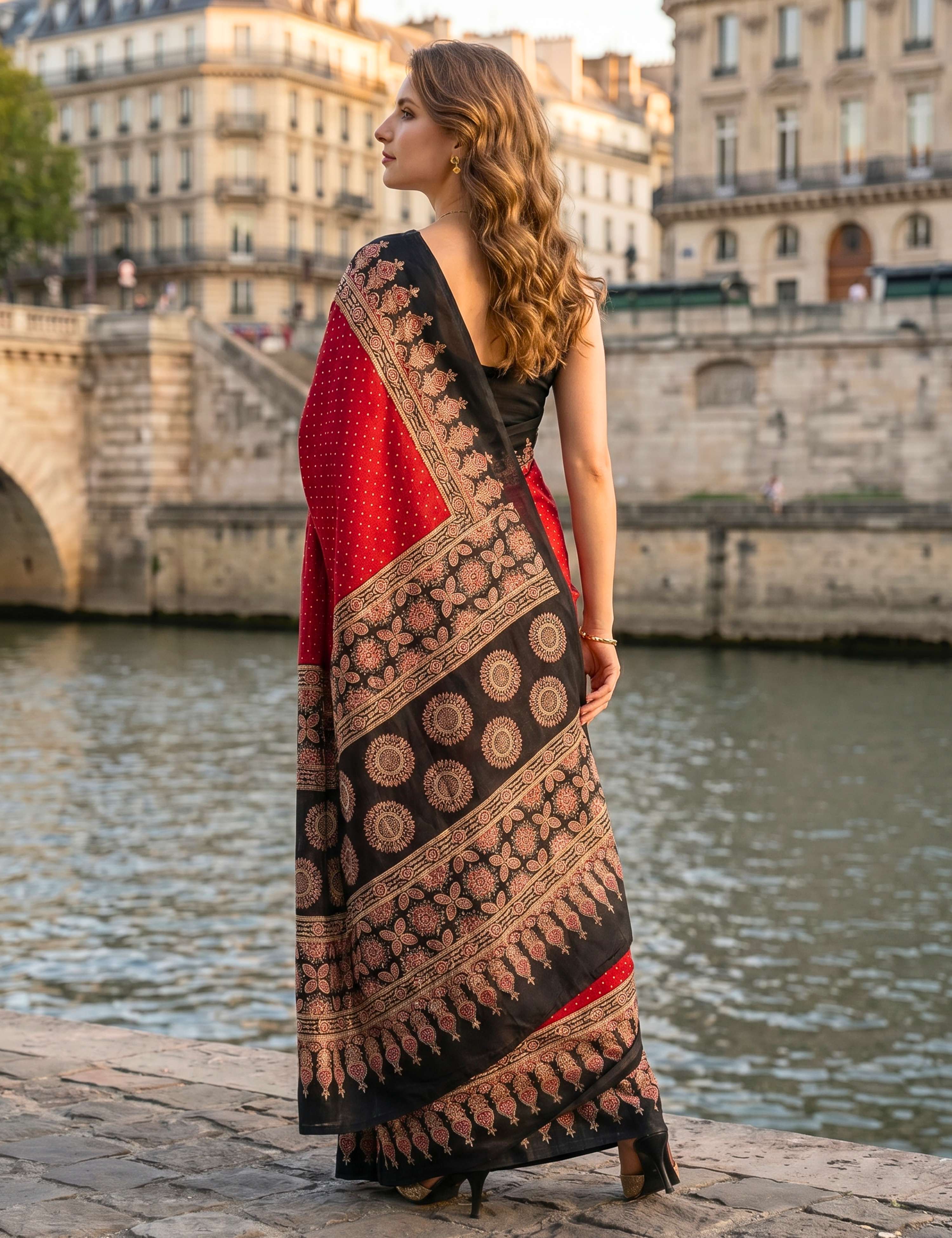 Ajrakh Crepe Saree