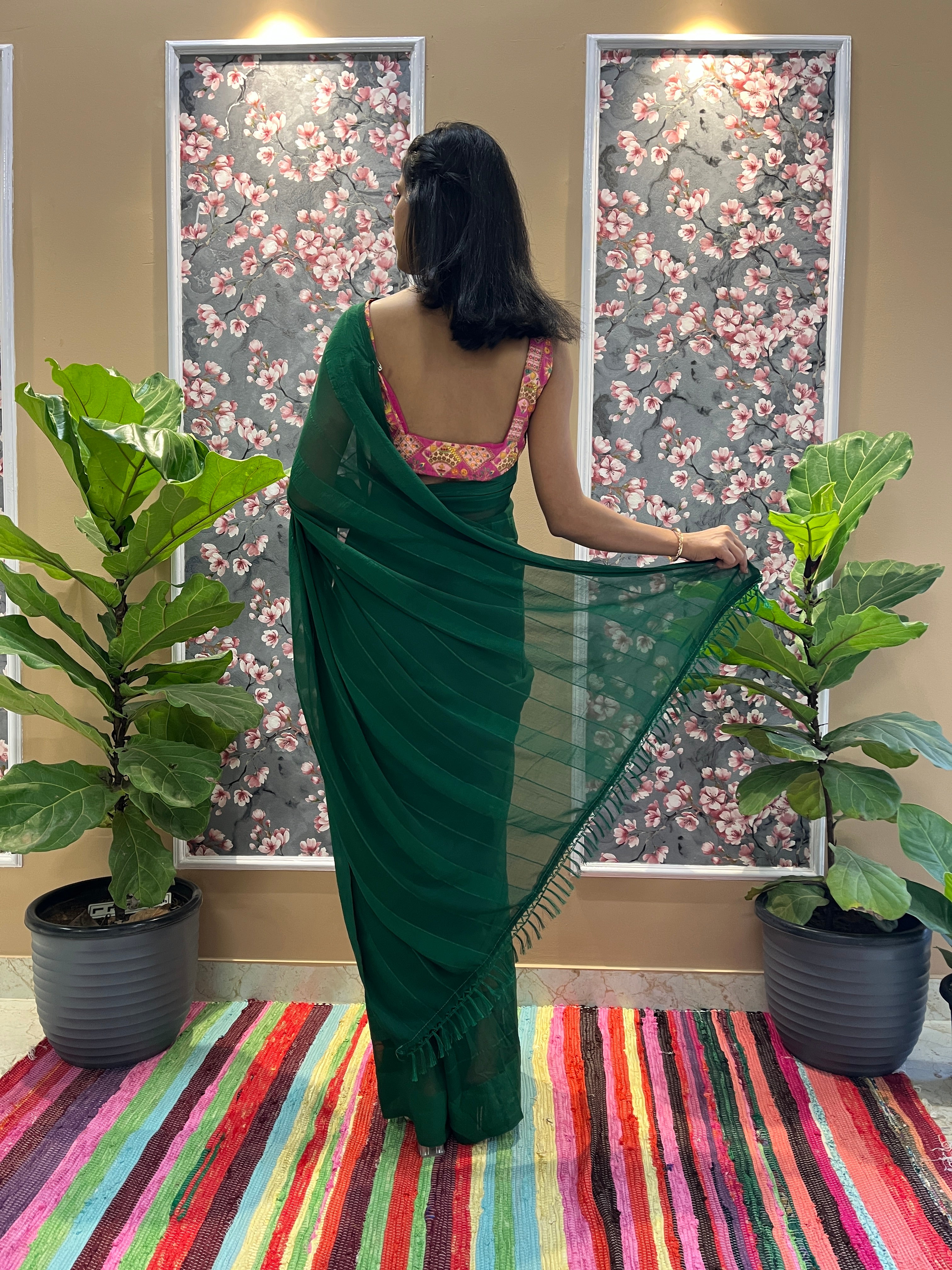 Solid Georgette Saree