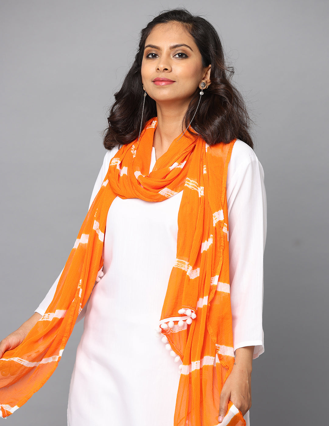Striped Bandhini Chiffon Dupatta