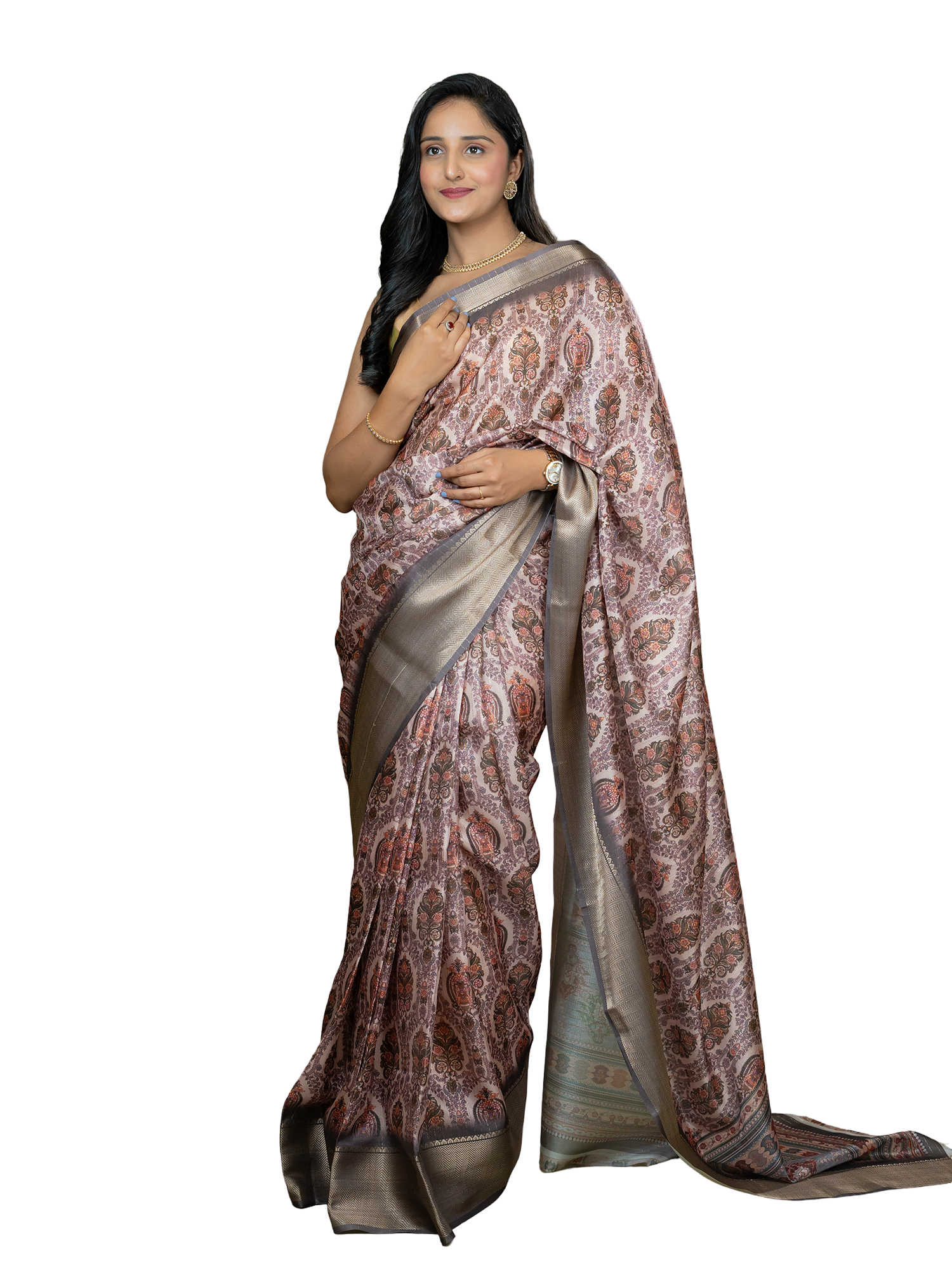 Mauve Ajrakh Digital Print Saree