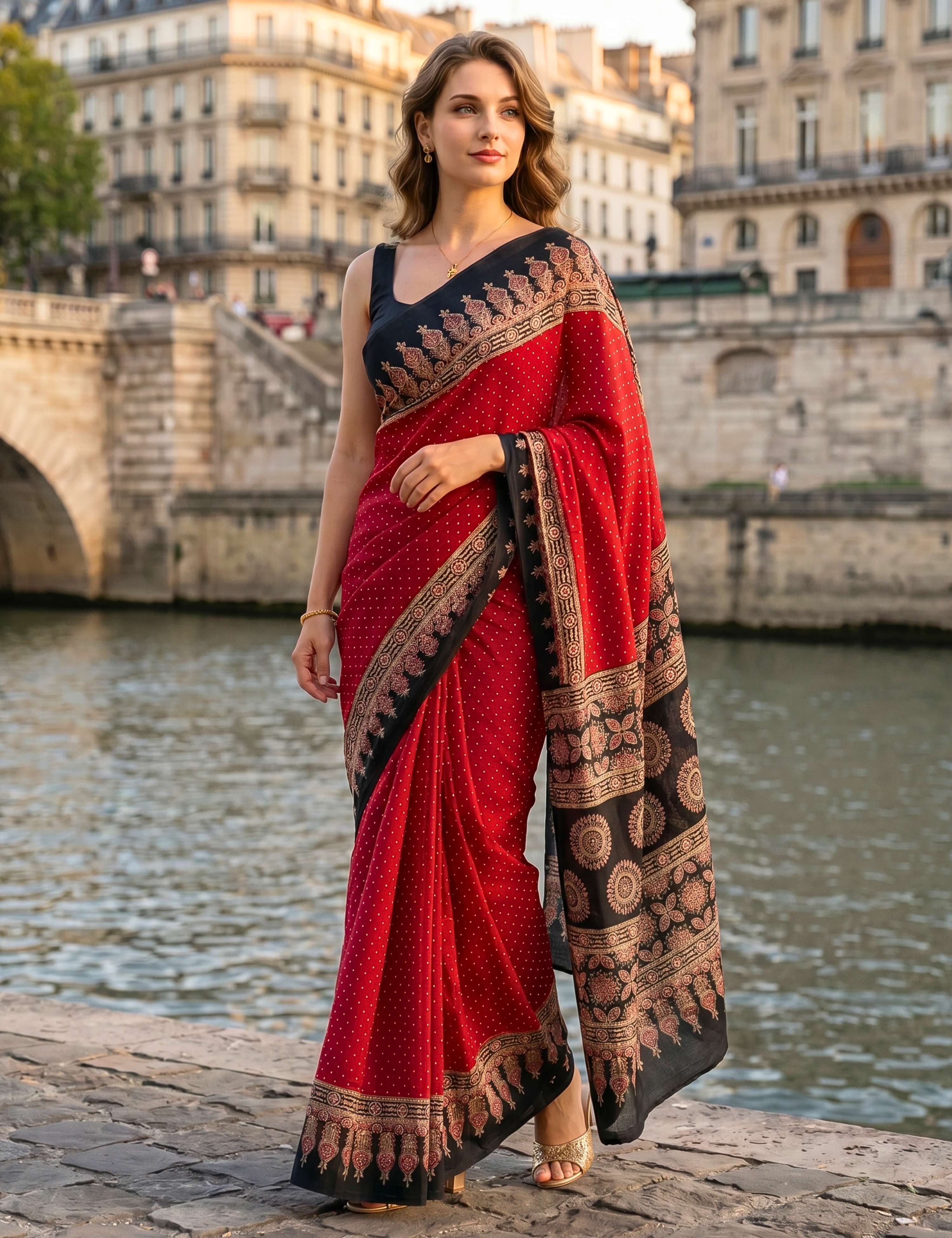 Ajrakh Crepe Saree