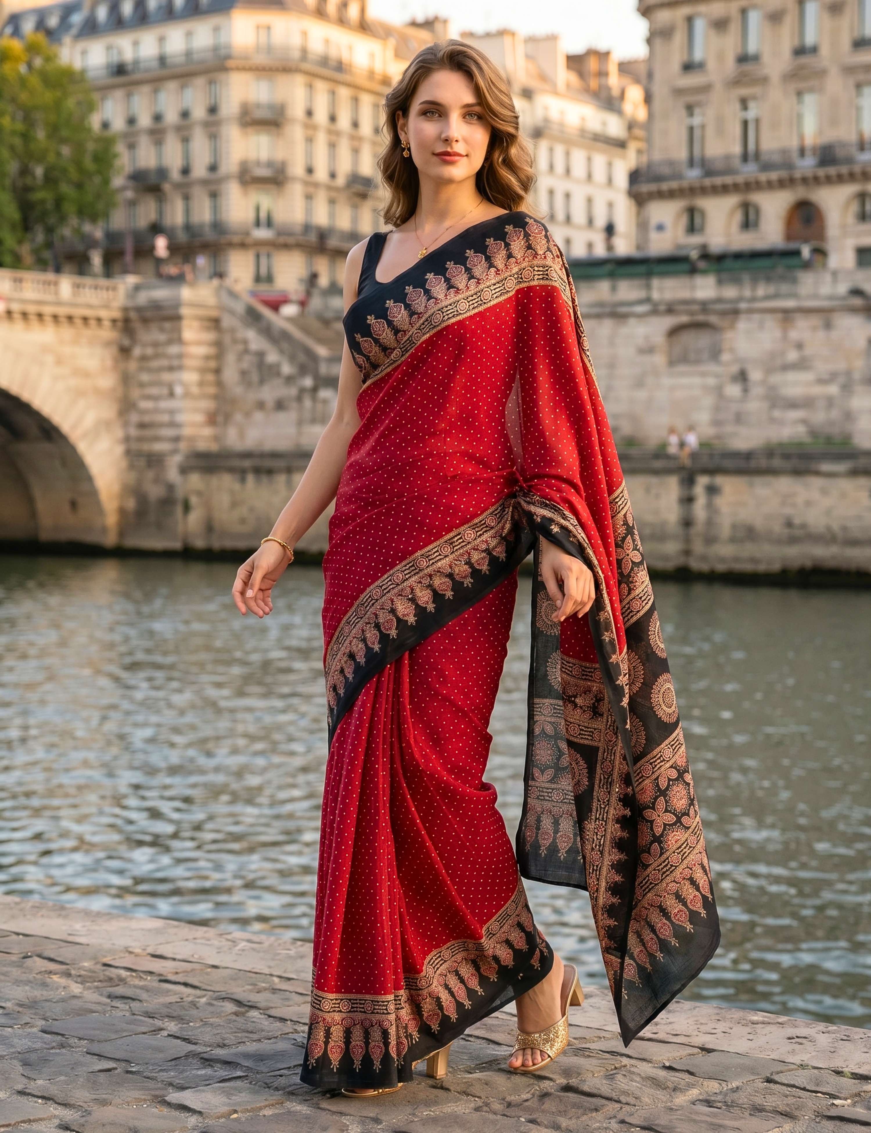 Ajrakh Crepe Saree