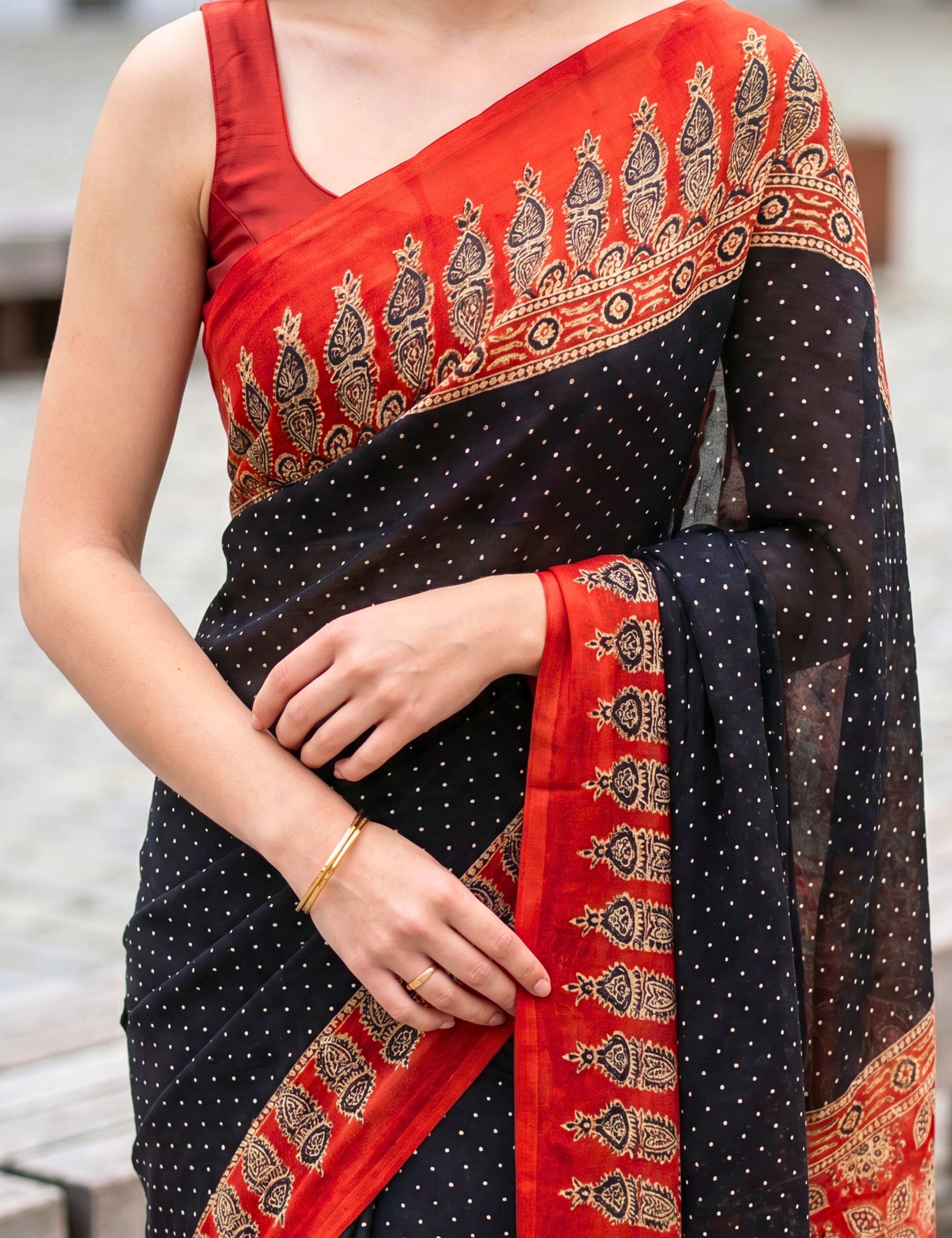 Ajrakh Crepe Saree