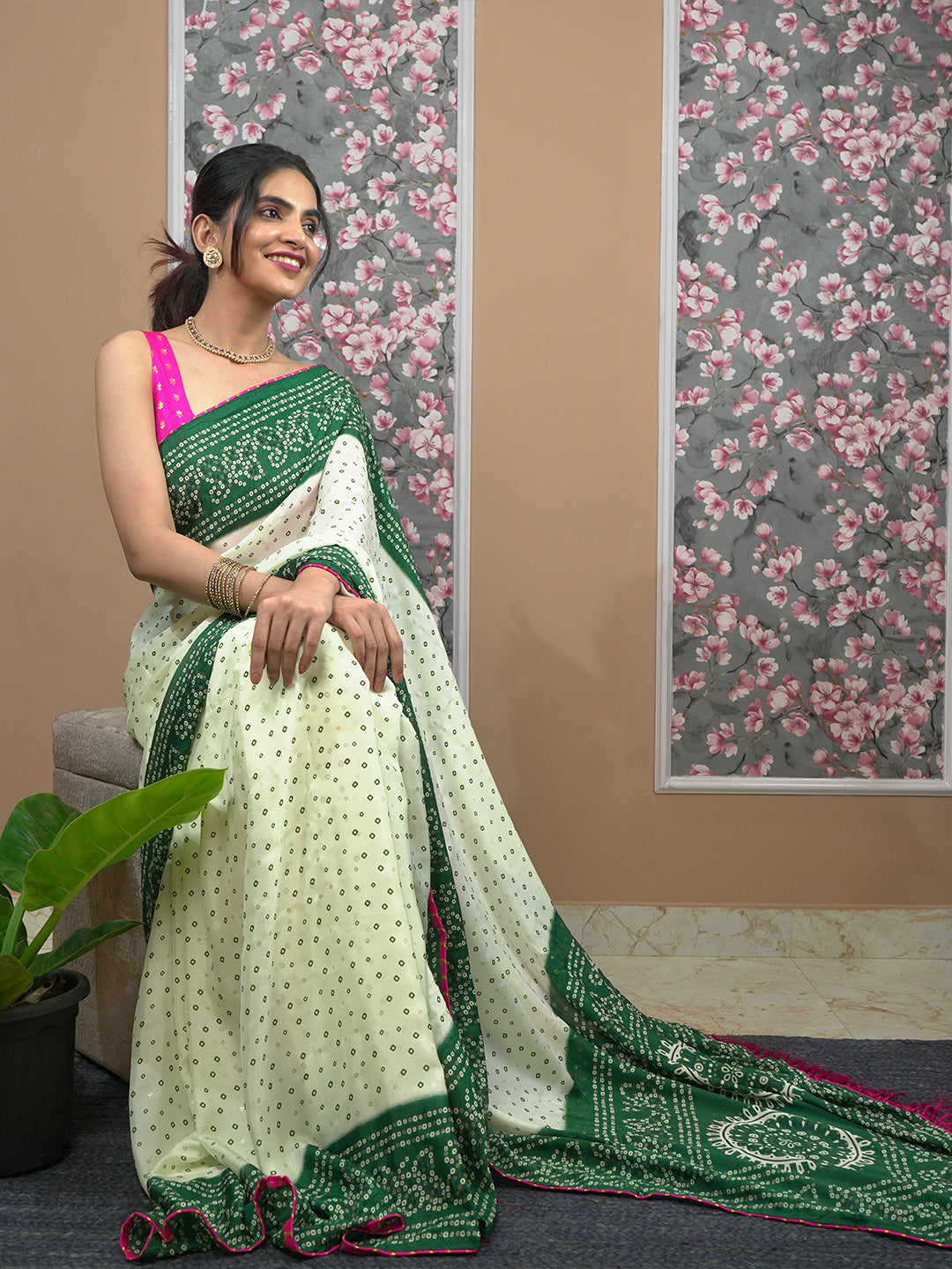 Bandhini Tie & Dye Crepe Saree