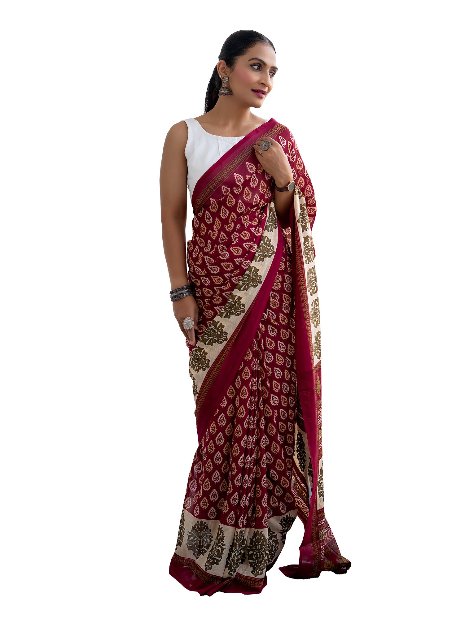 Abstract Powder Crepe Saree