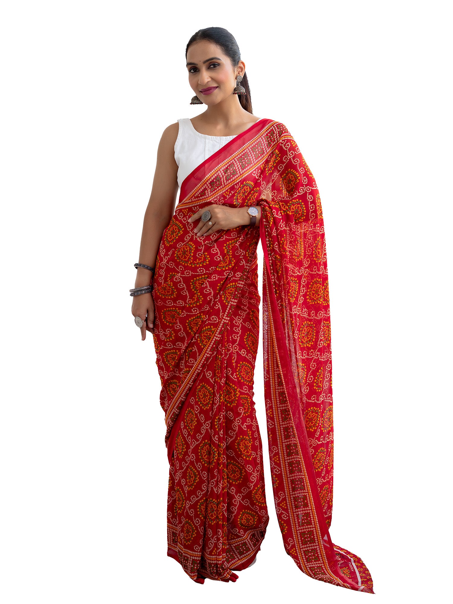 Floral Powder Crepe Saree