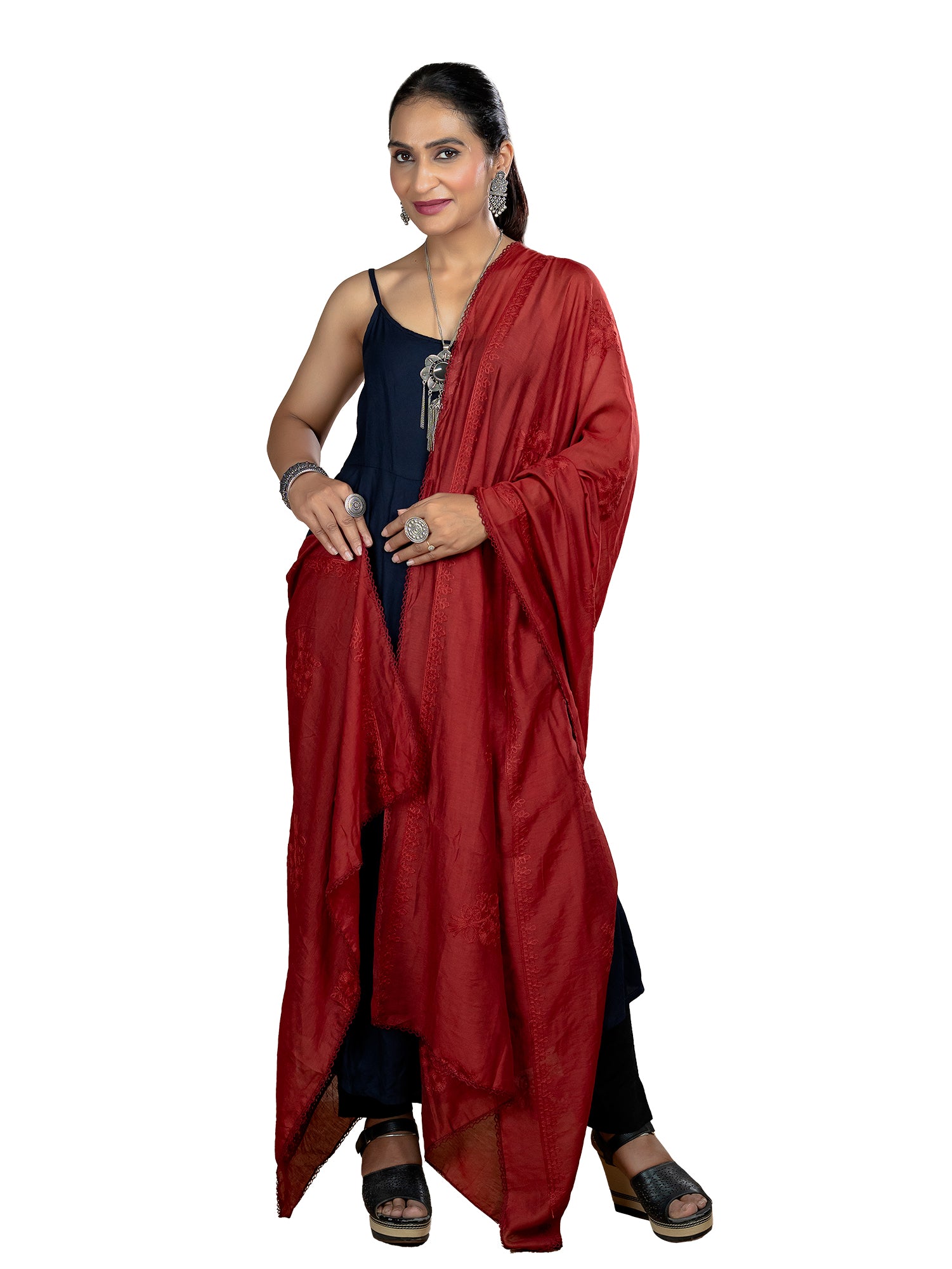 Embroidered Chanderi Dupatta