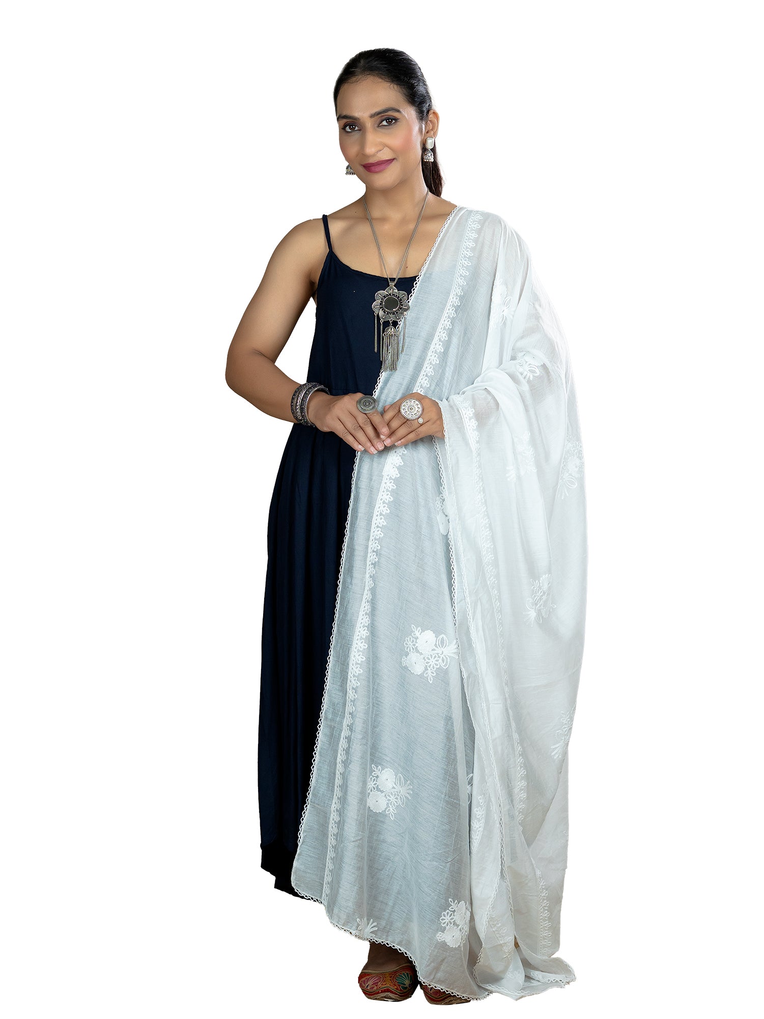 Embroidered Chanderi Dupatta
