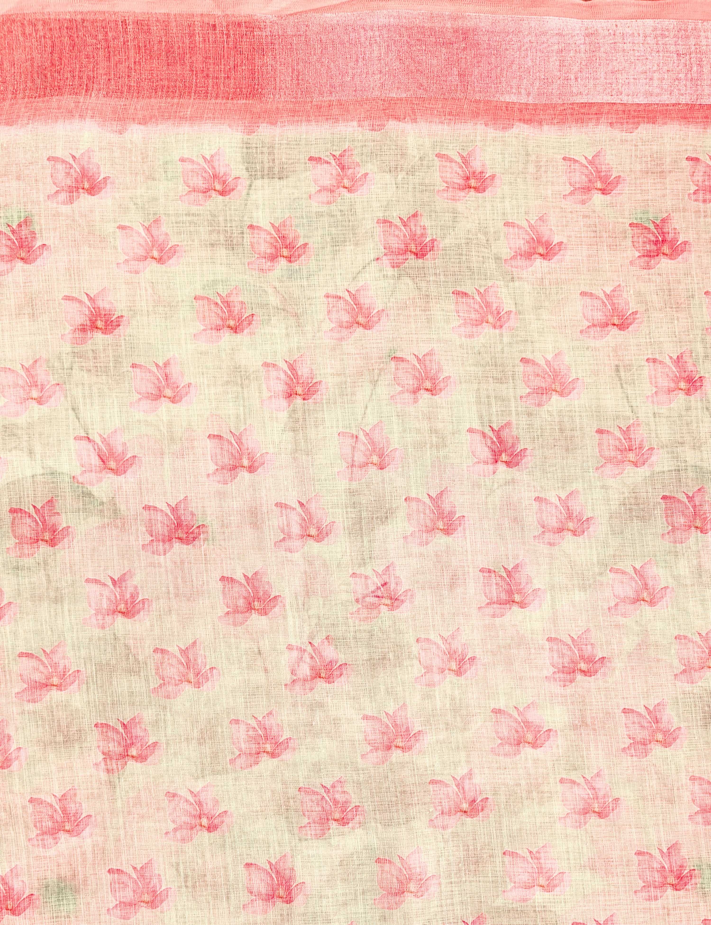 Floral Linen Blend Saree