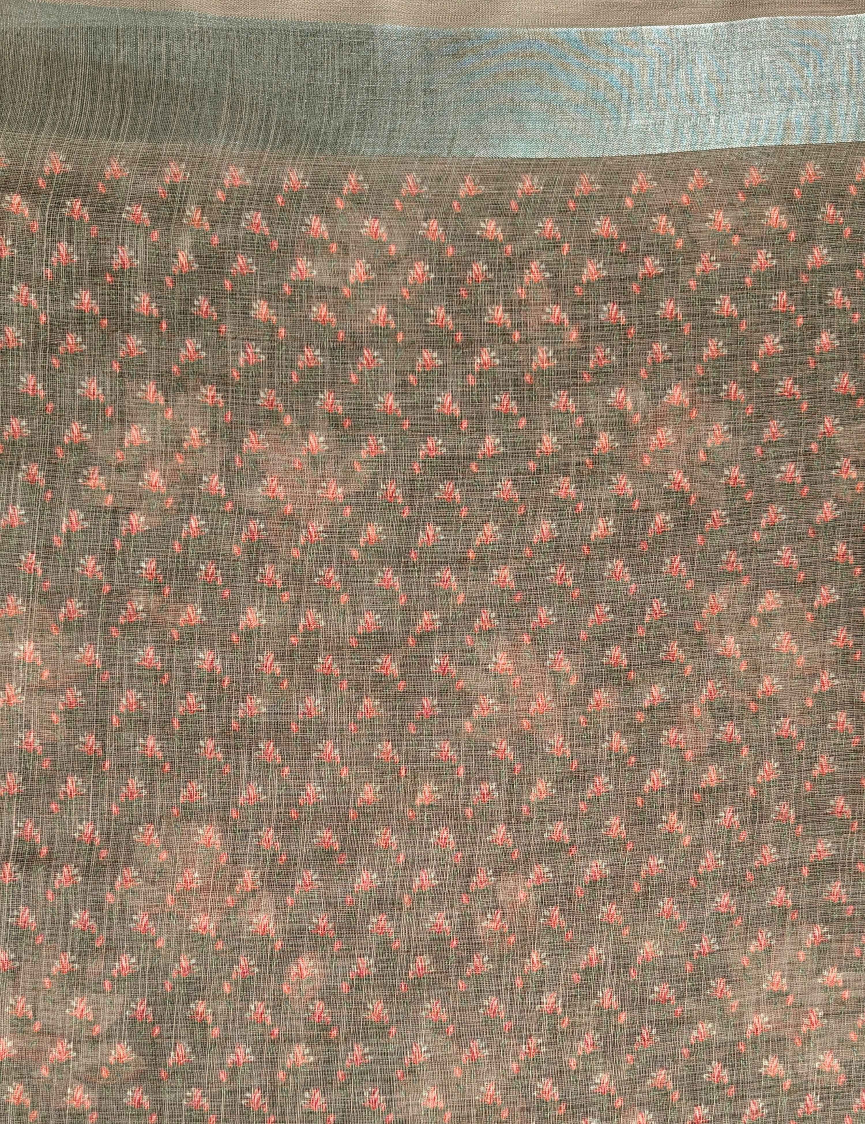Floral Linen Blend Saree