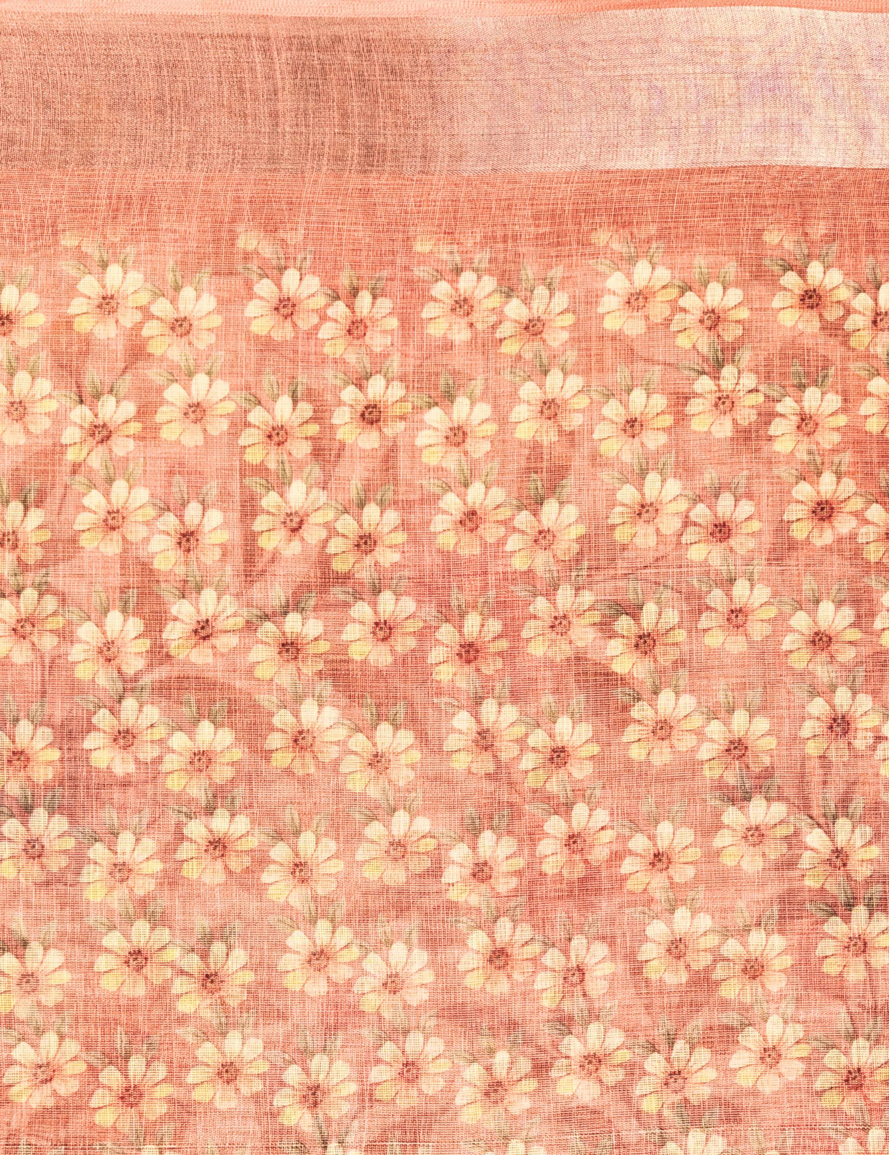 Floral Linen Blend Saree