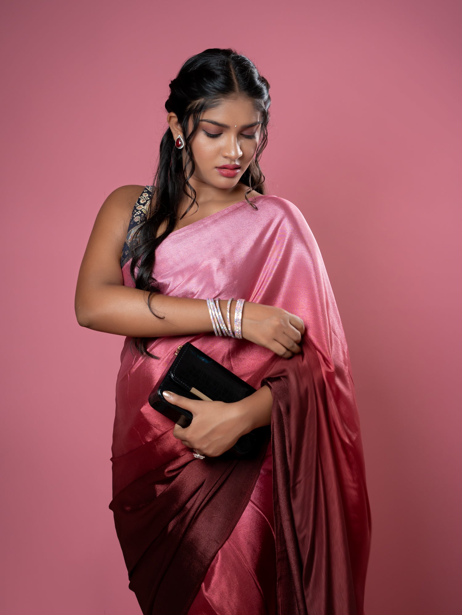 Maroon Ready to Wear Party Saree