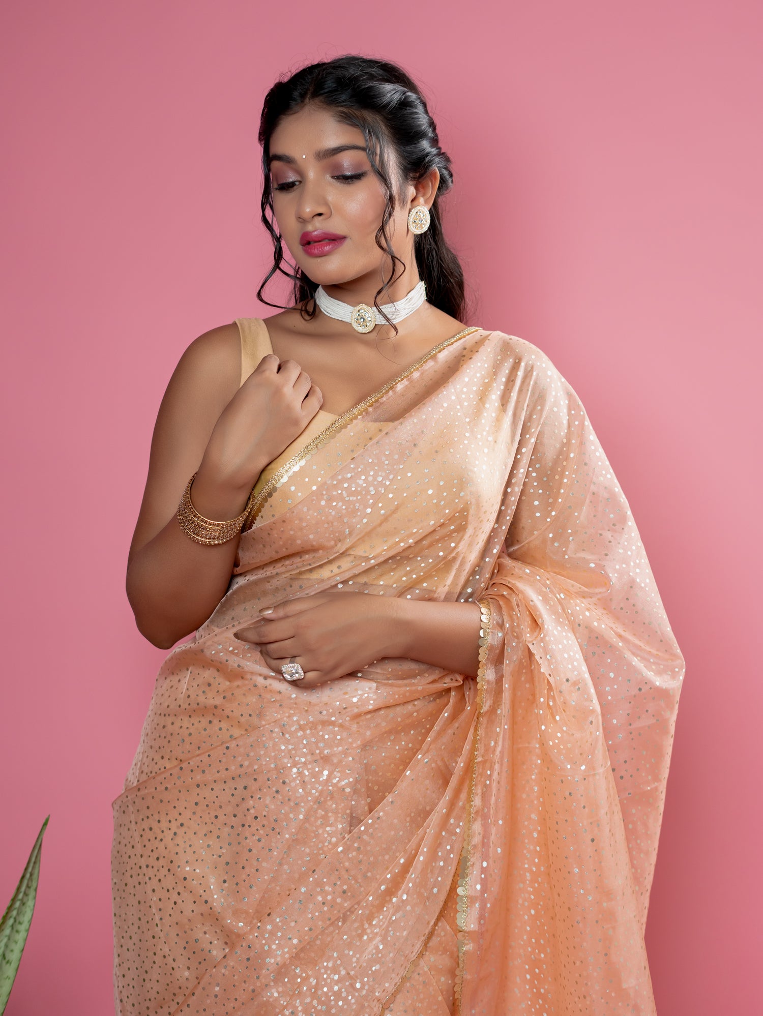 Peach Ready to Wear Party Saree