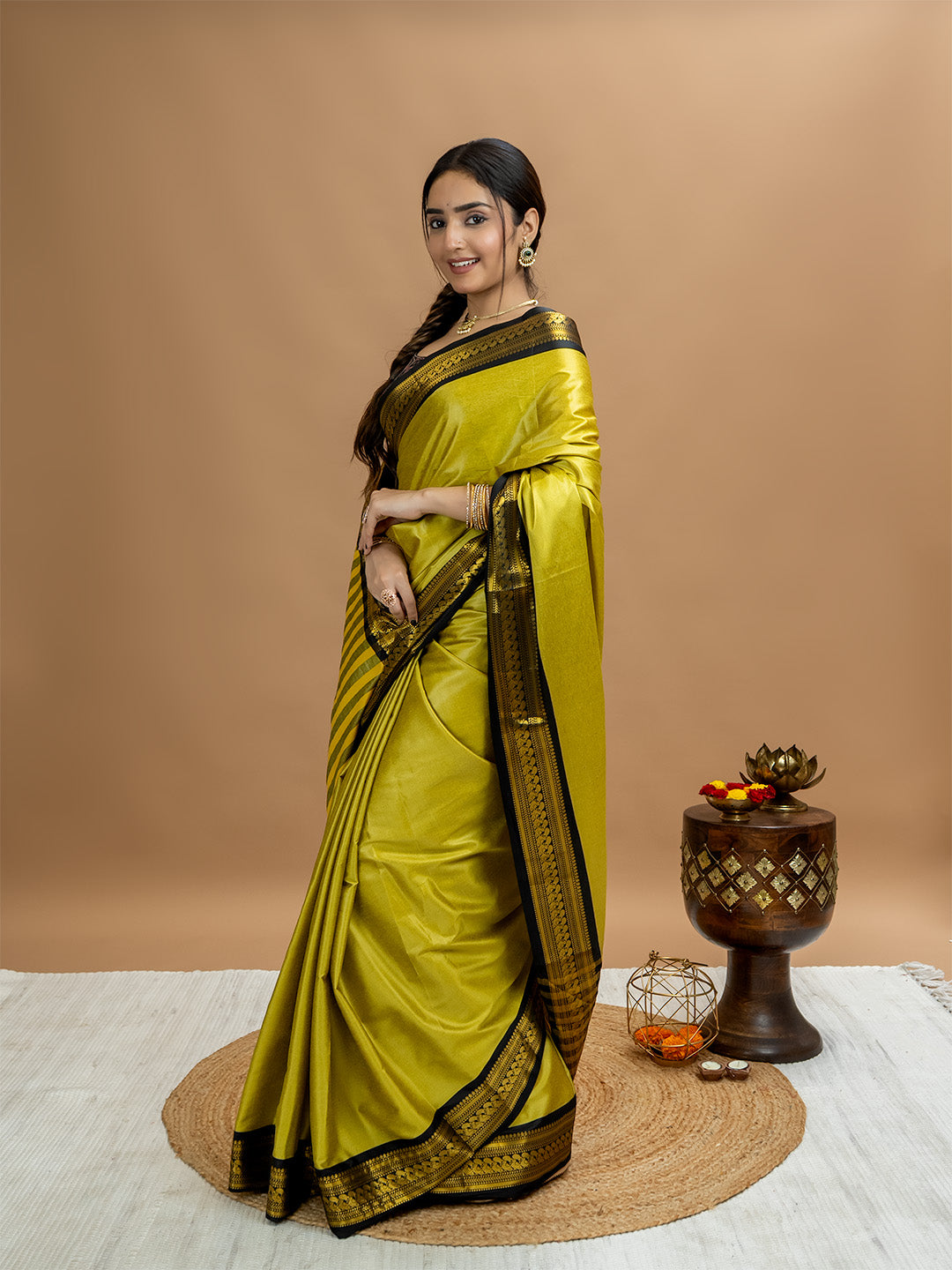 Solid Cotton Blend Saree