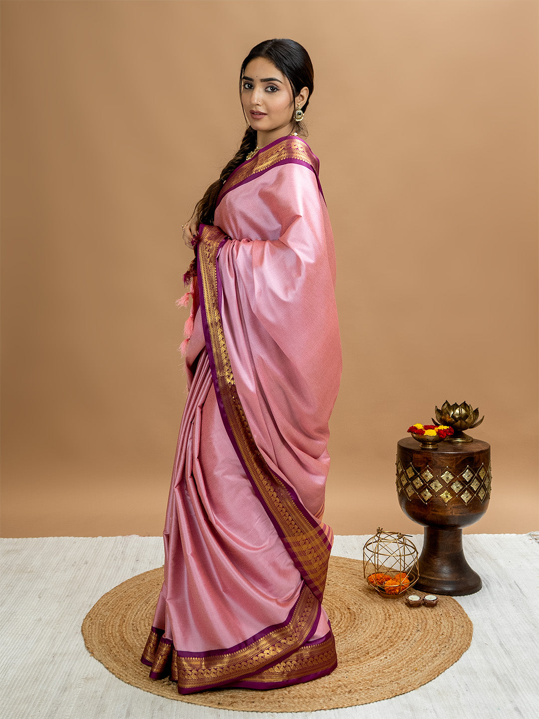 Solid Cotton Blend Saree