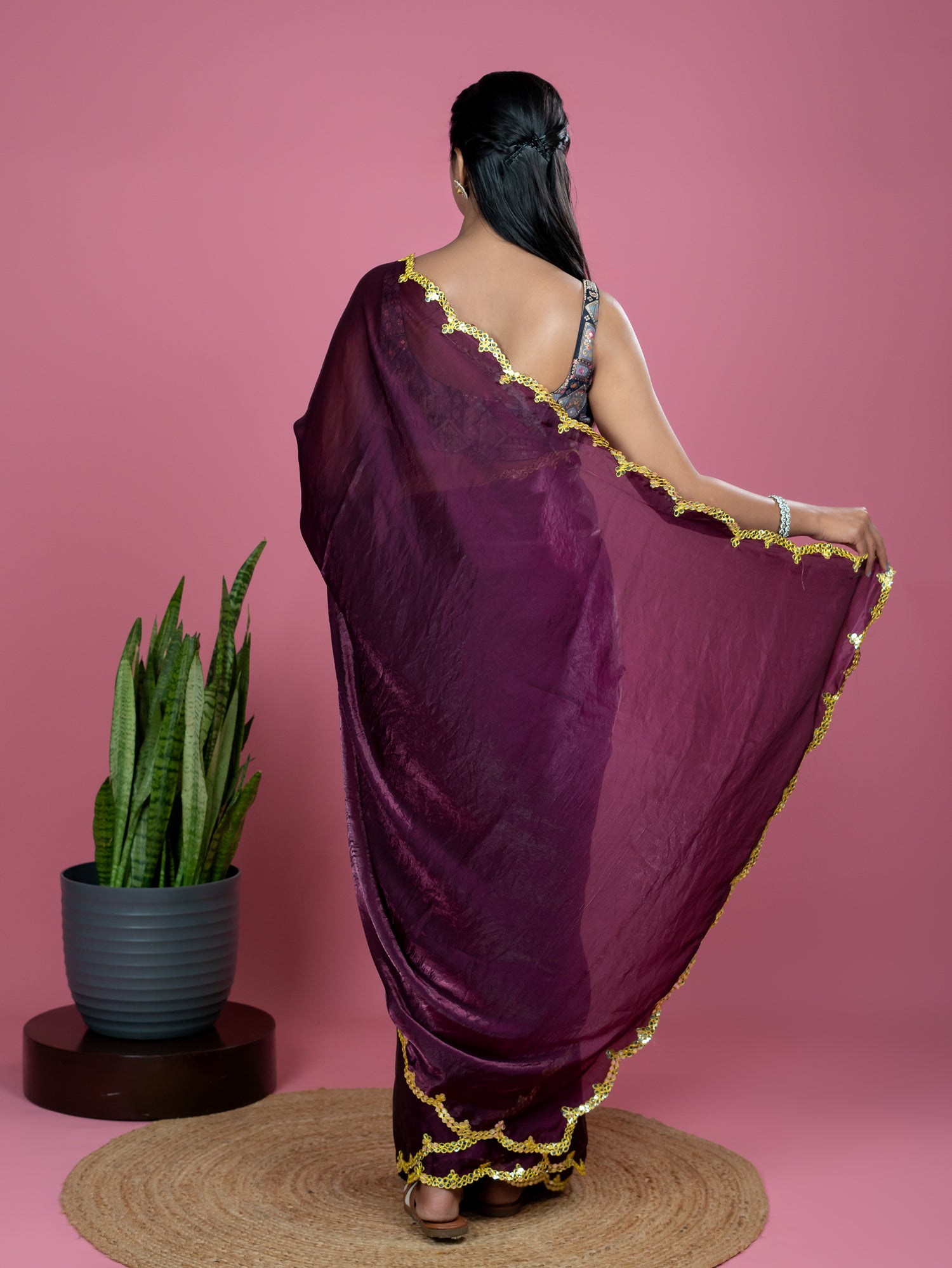 Maroon Ready to Wear Party Saree