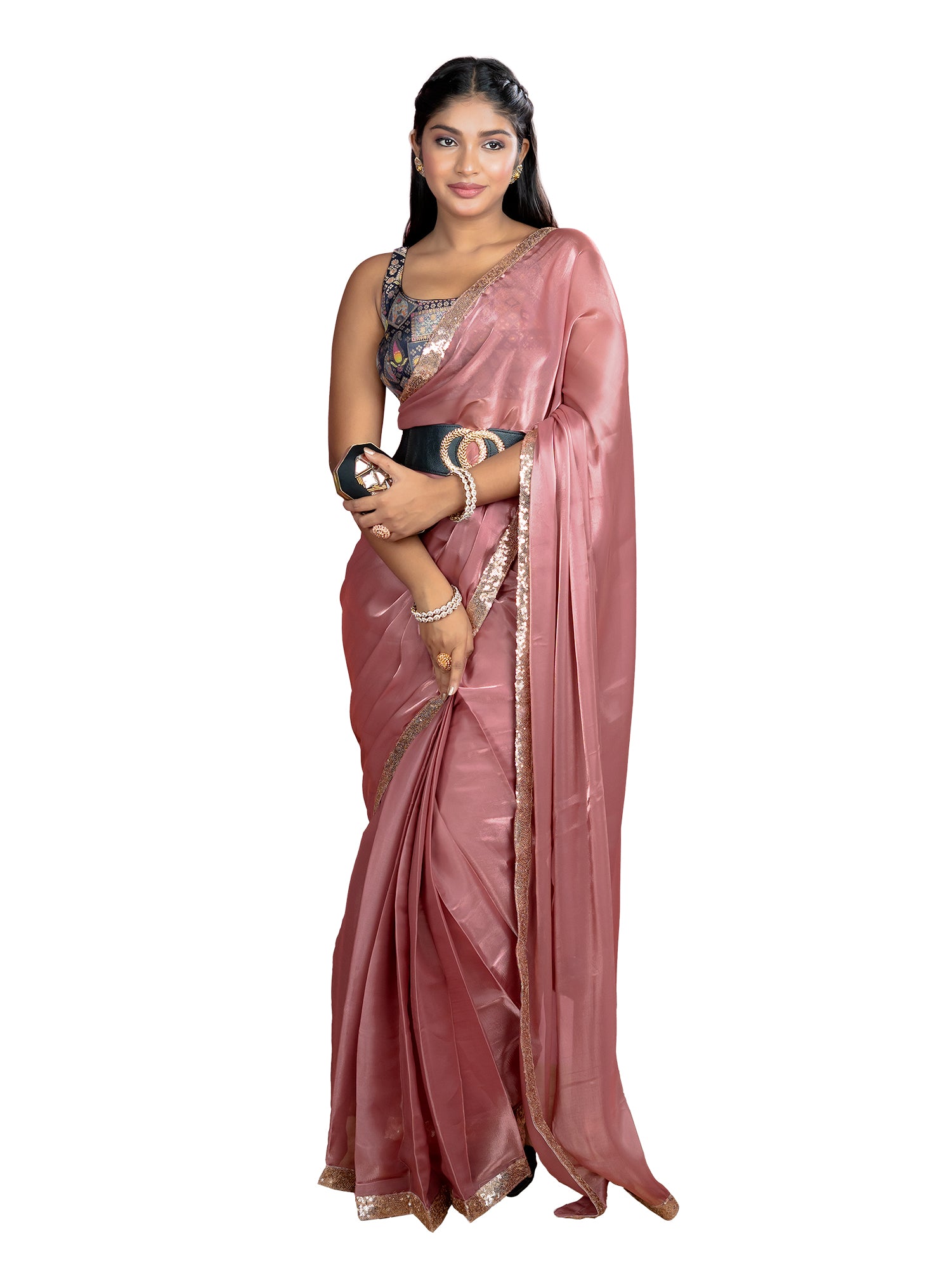 Dusty Pink Ready to Wear Party Saree