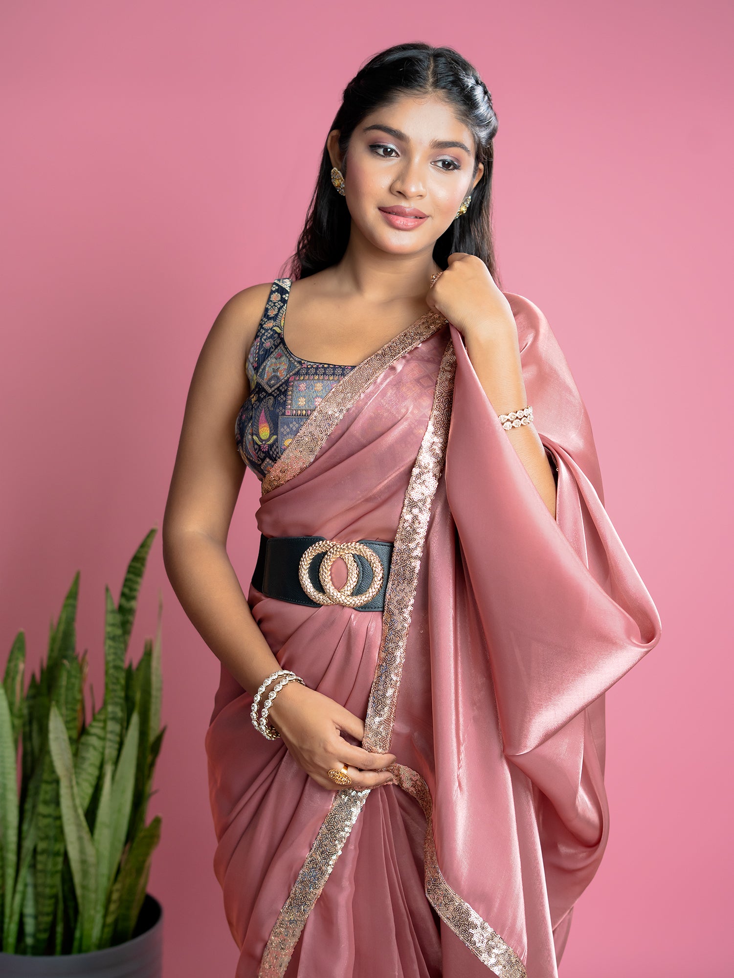 Dusty Pink Ready to Wear Party Saree