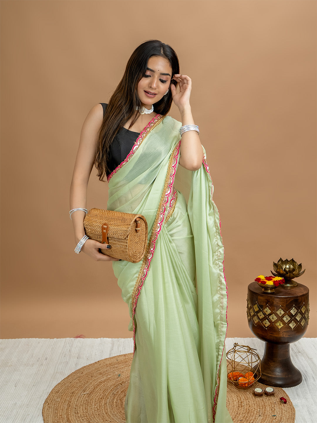Solid Georgette Saree