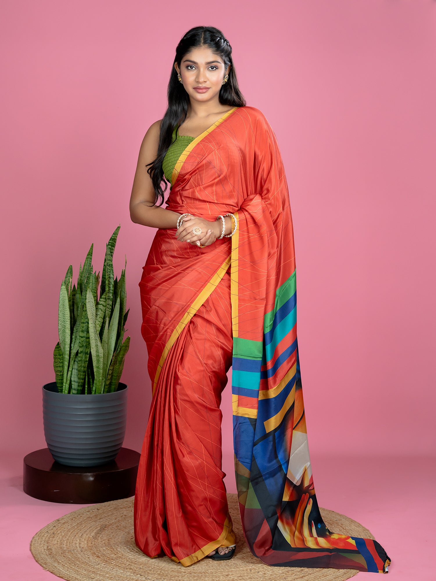 Red Ready to Wear Party Saree