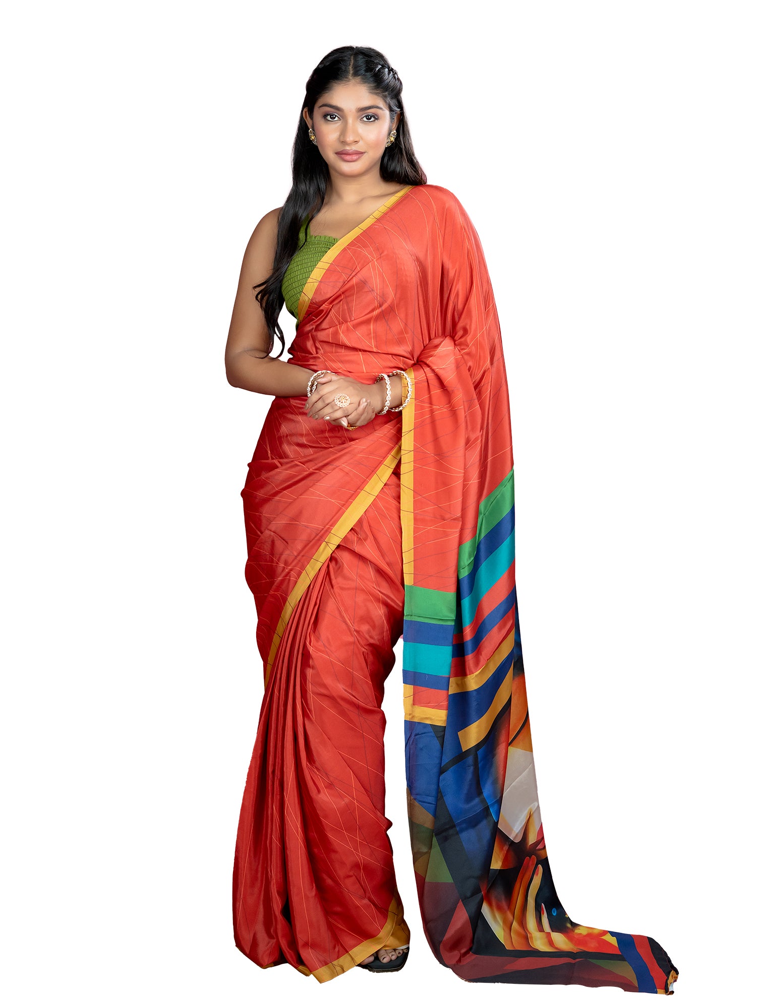 Red Ready to Wear Party Saree