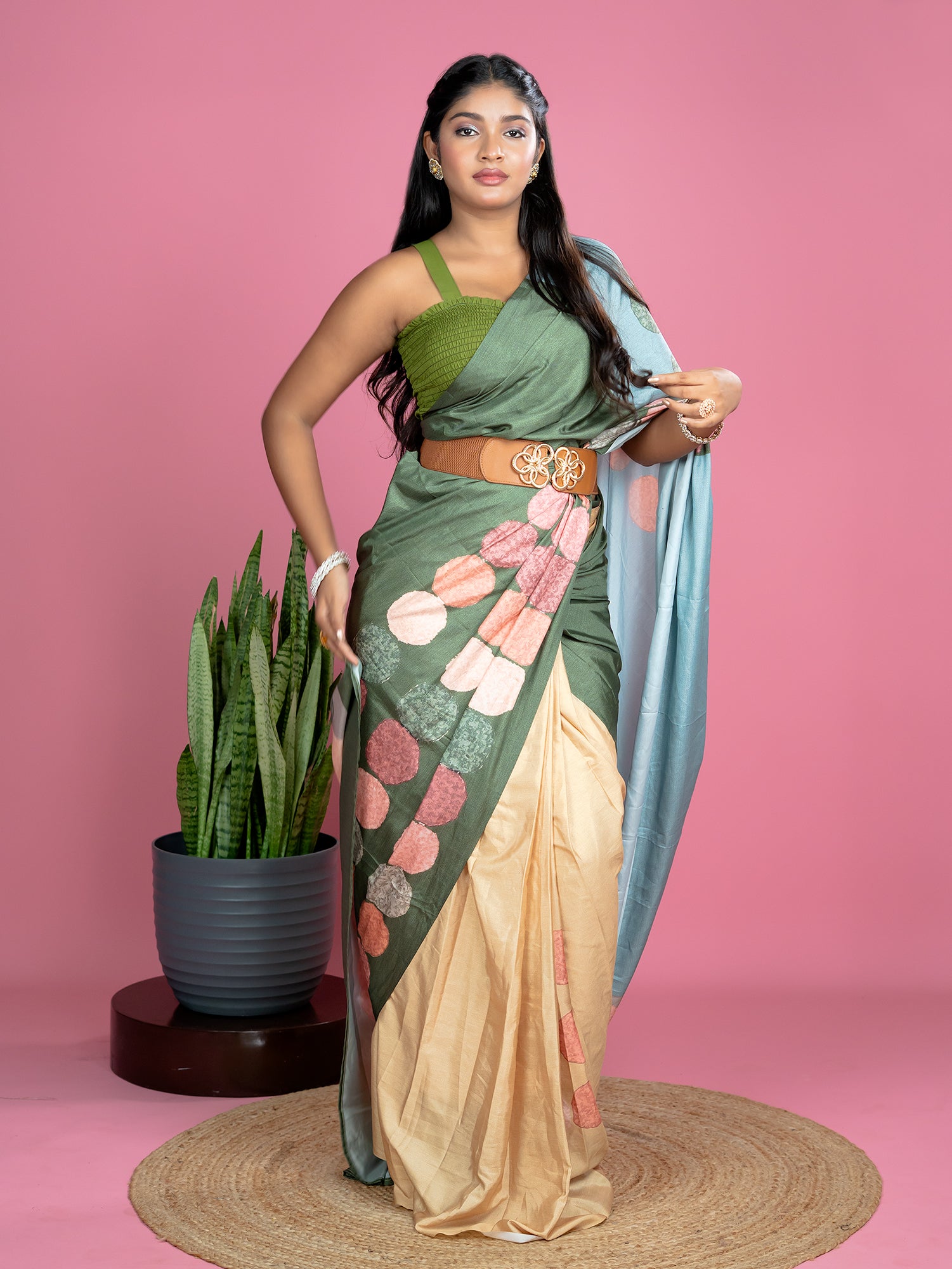 Green Ready to Wear Party Saree