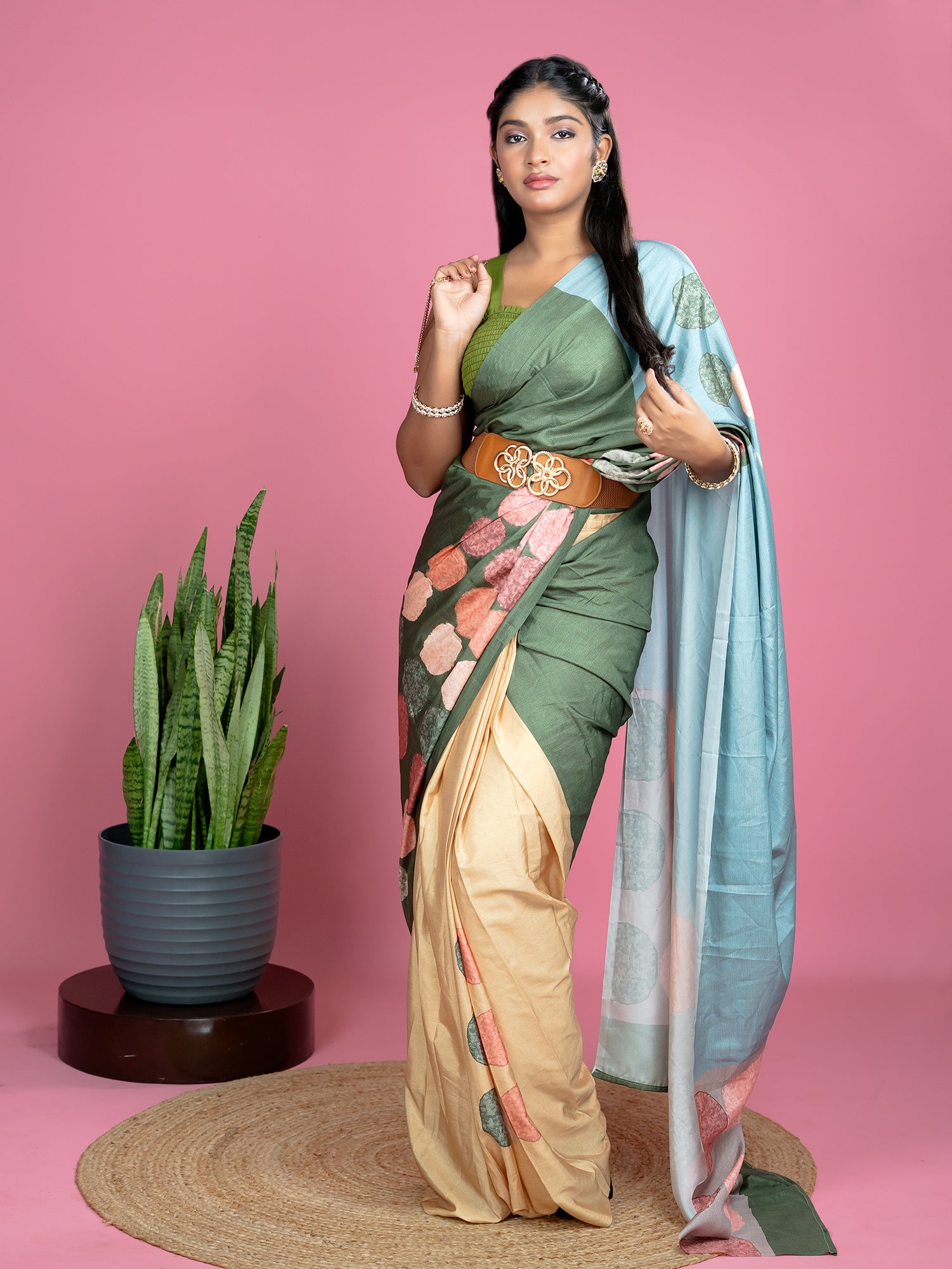 Green Ready to Wear Party Saree