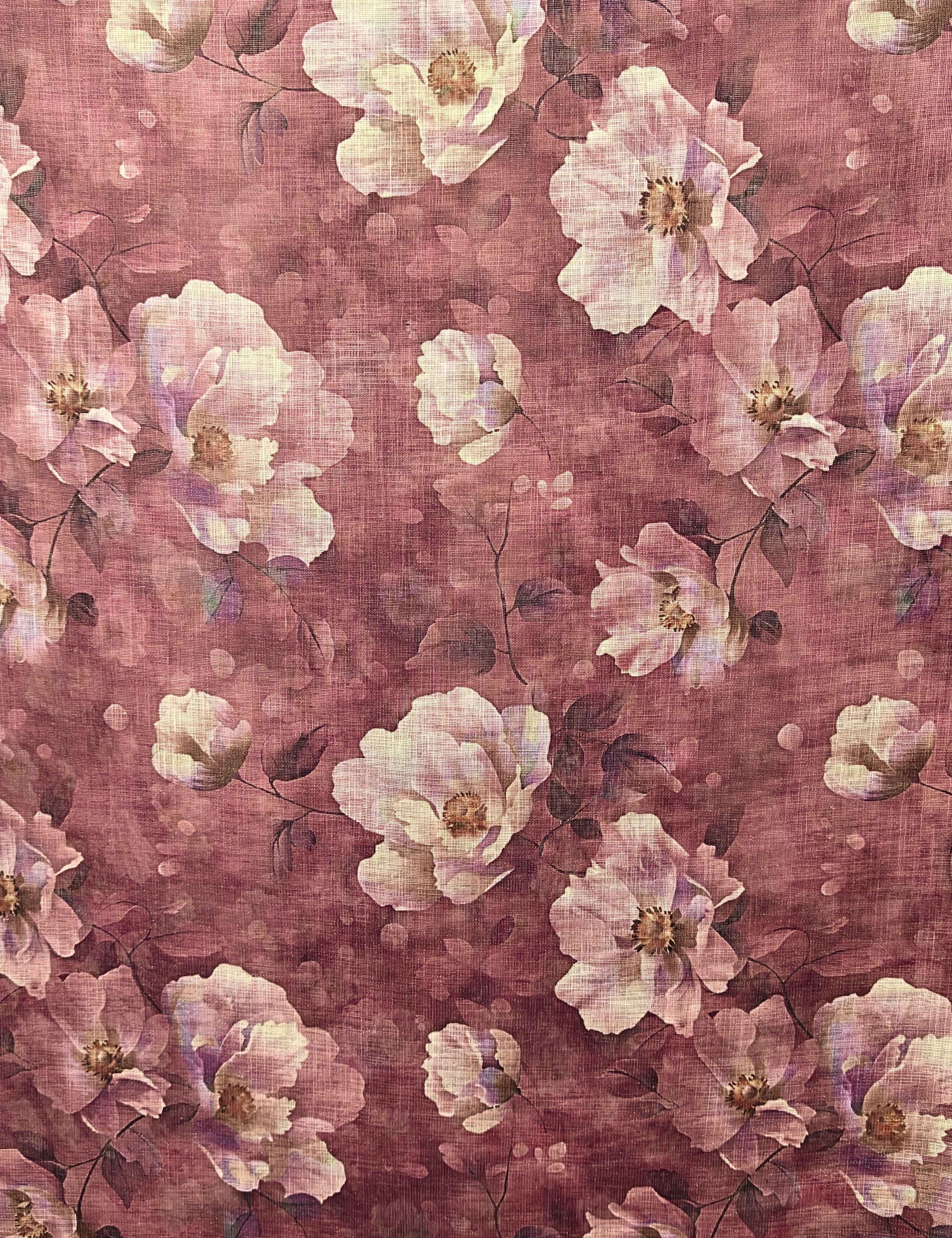 Floral Linen Blend Saree