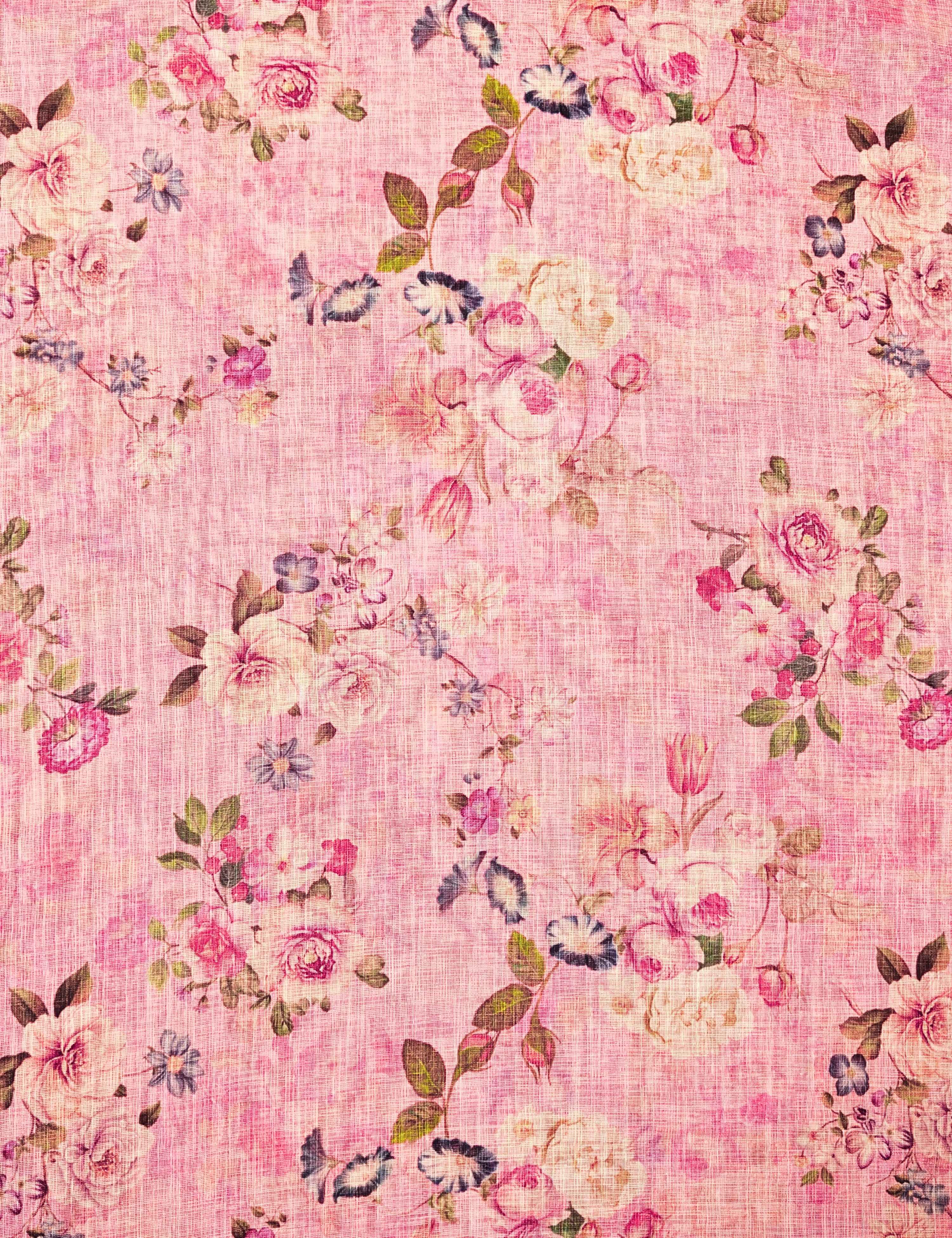 Floral Linen Blend Saree
