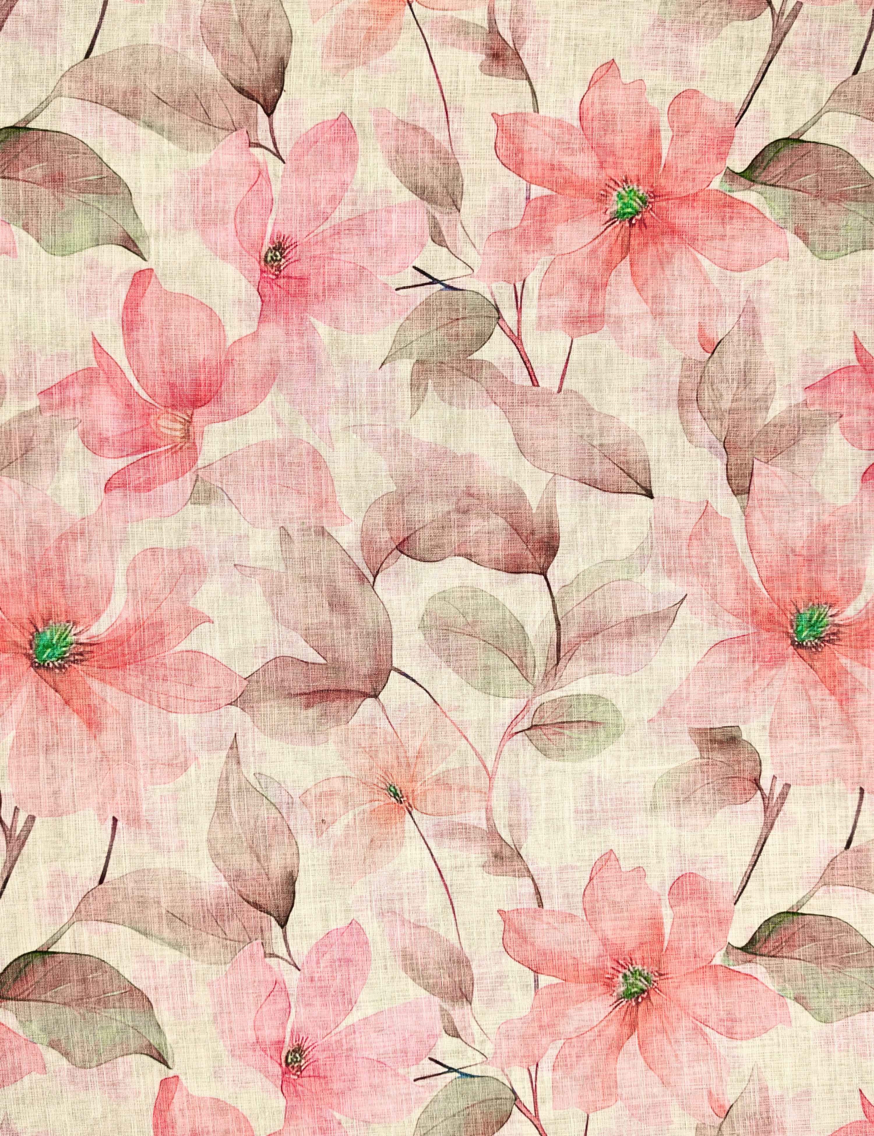 Floral Linen Blend Saree